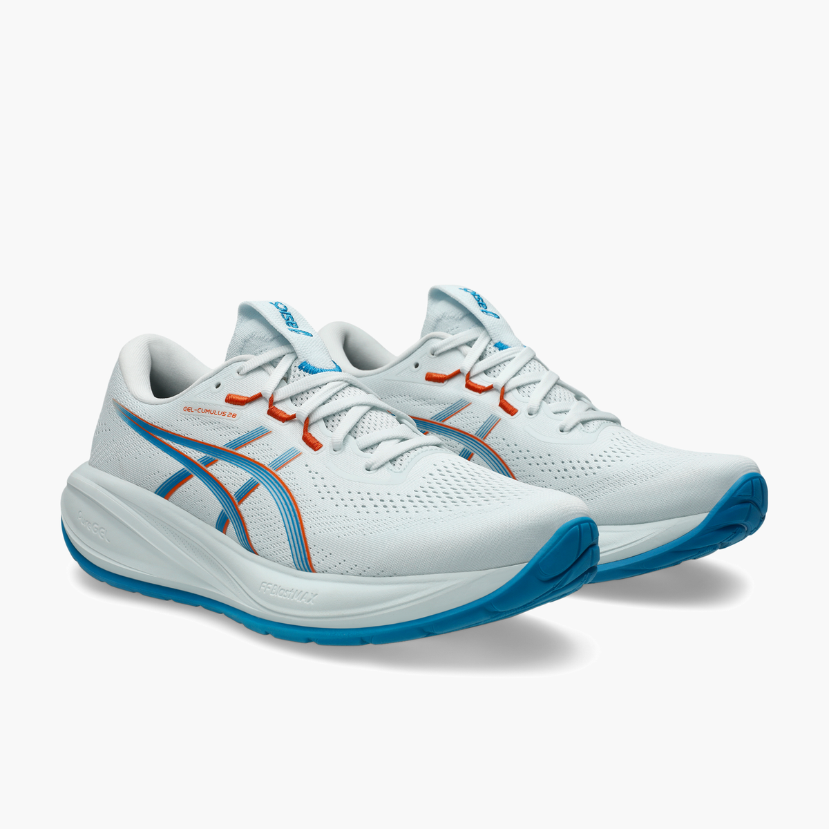 3/4 angle shot of Men's Gel-Cumulus 28 in Arctic Blue / Aegean Blue