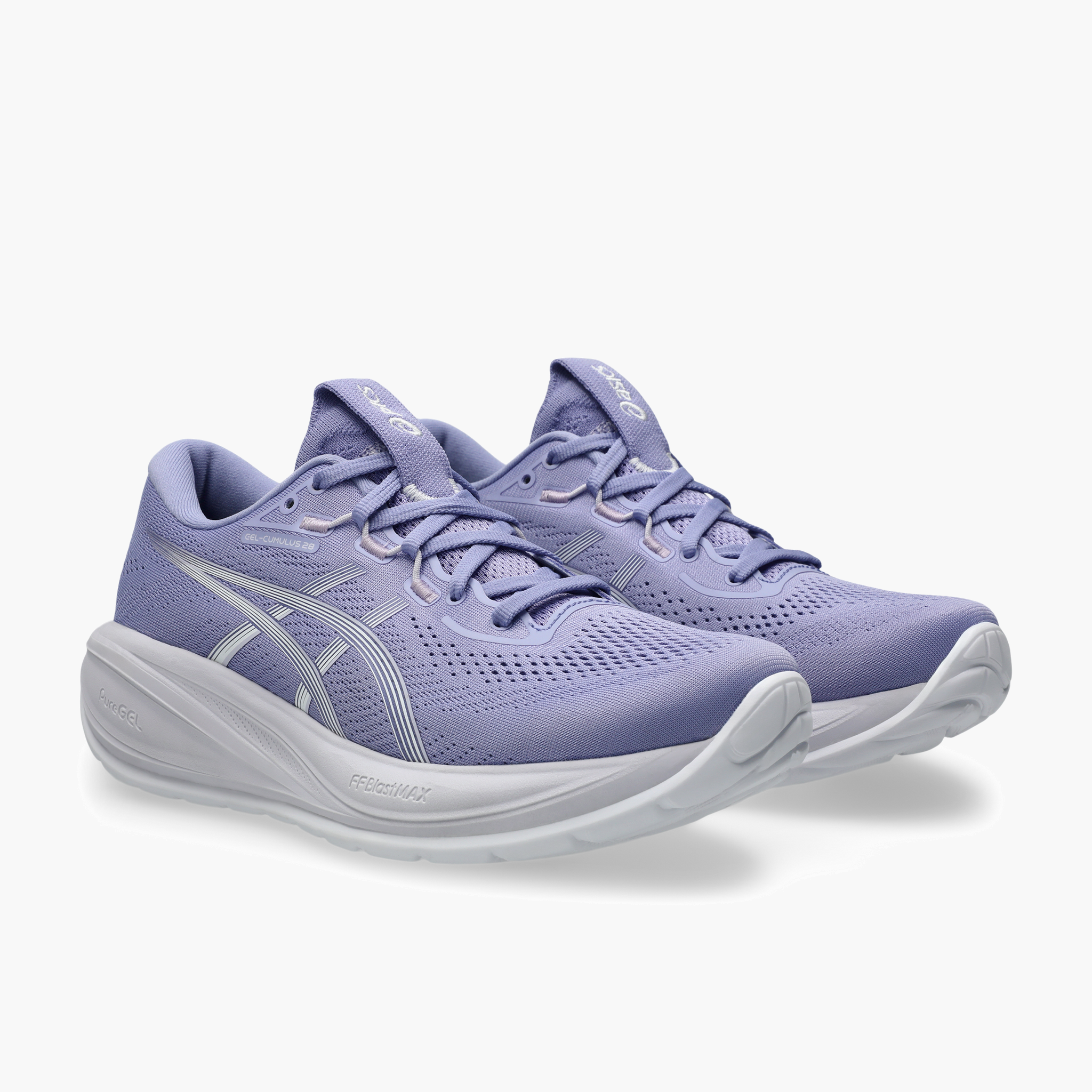 3/4 angle shot of Women's Gel-Cumulus 28 in Bluebell / White
