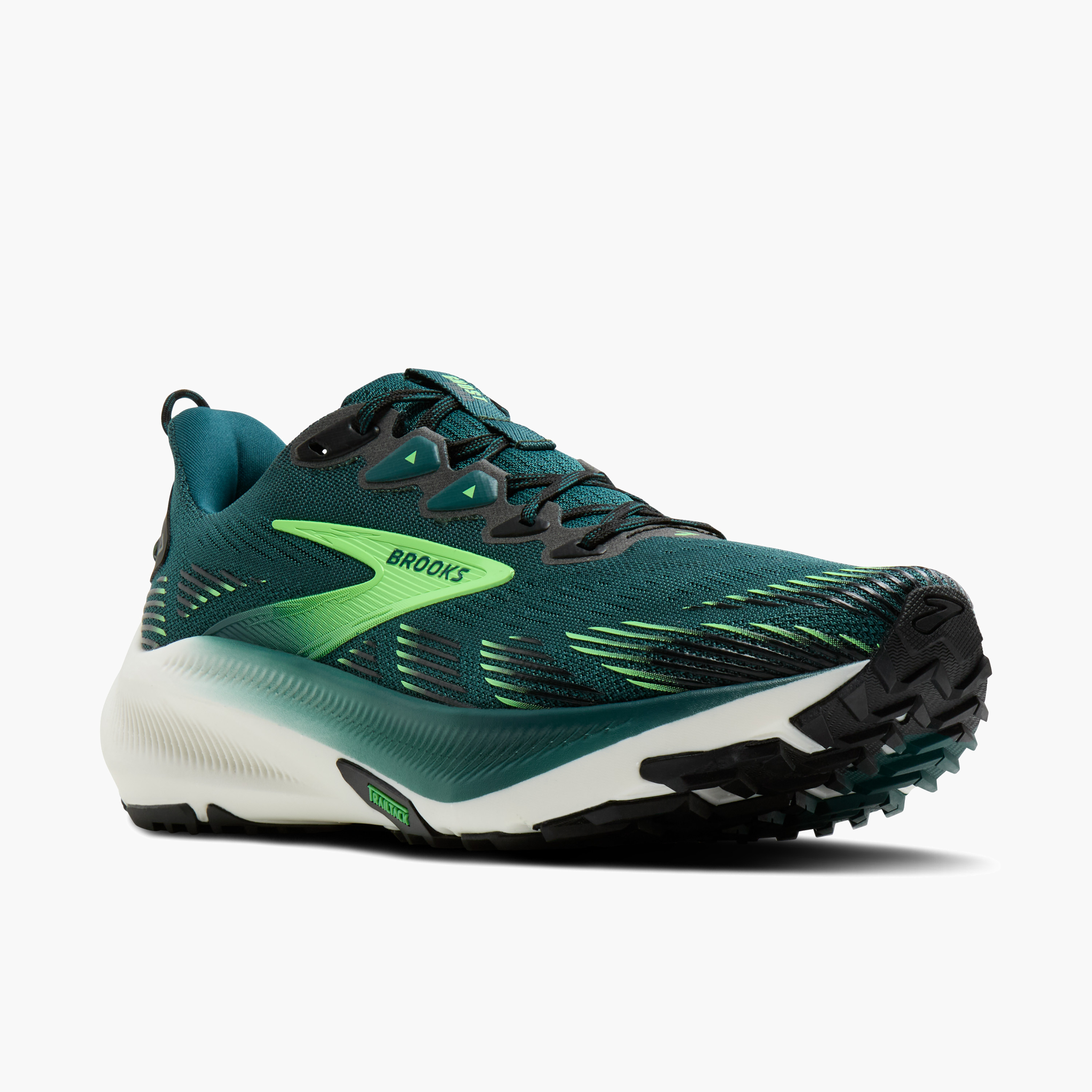 3/4 angle shot of Men's Ghost Trail in Atlantic Deep / Black / Green