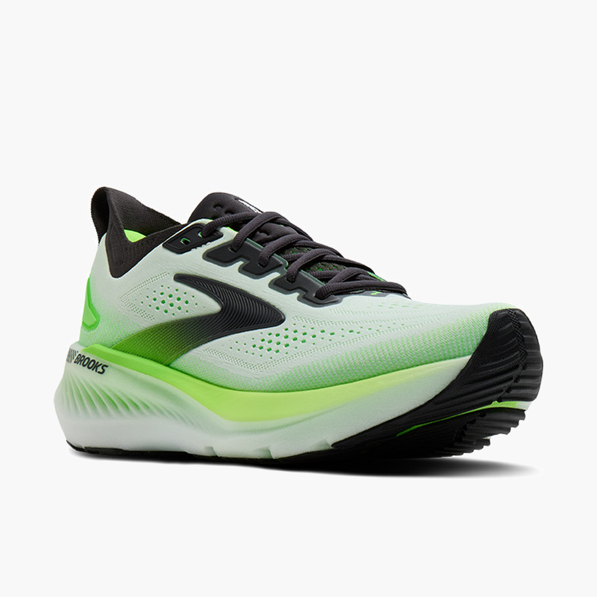 3/4 angle shot of Men's Glycerin GTS 23 in White / Phantom / Green Gecko