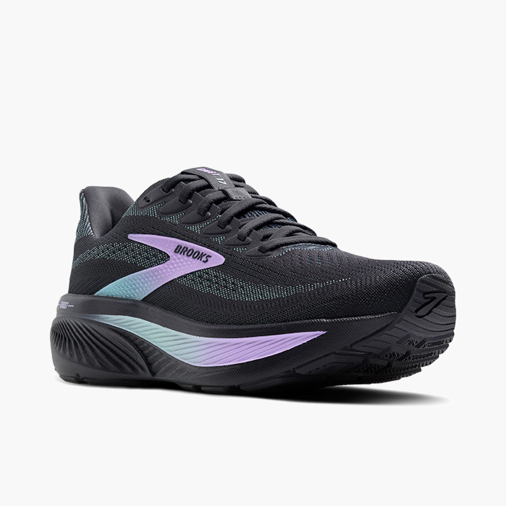 3/4 angle shot of Women's Ghost 17 in Grey / Clearwater / Purple