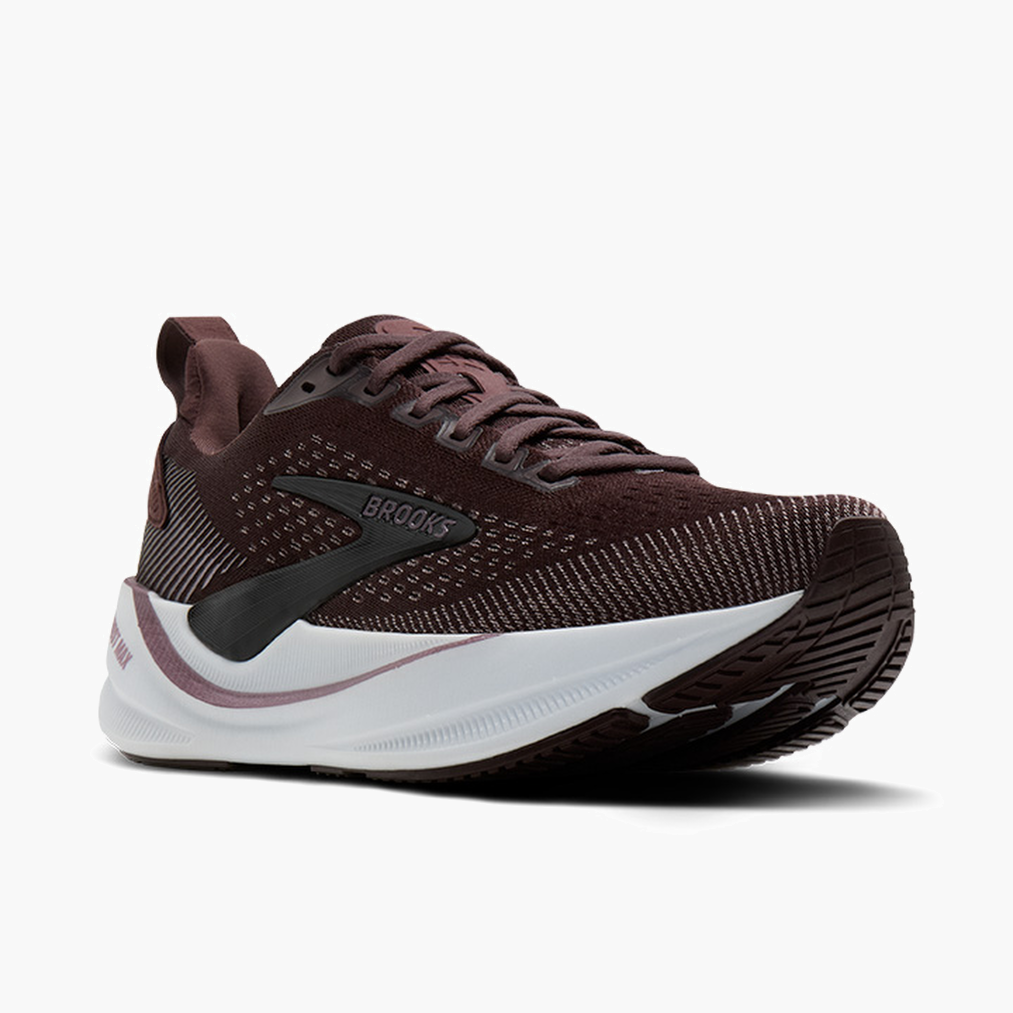 3/4 angle shot of Women's Ghost Max 4 in Raisin / Purple / Metallic