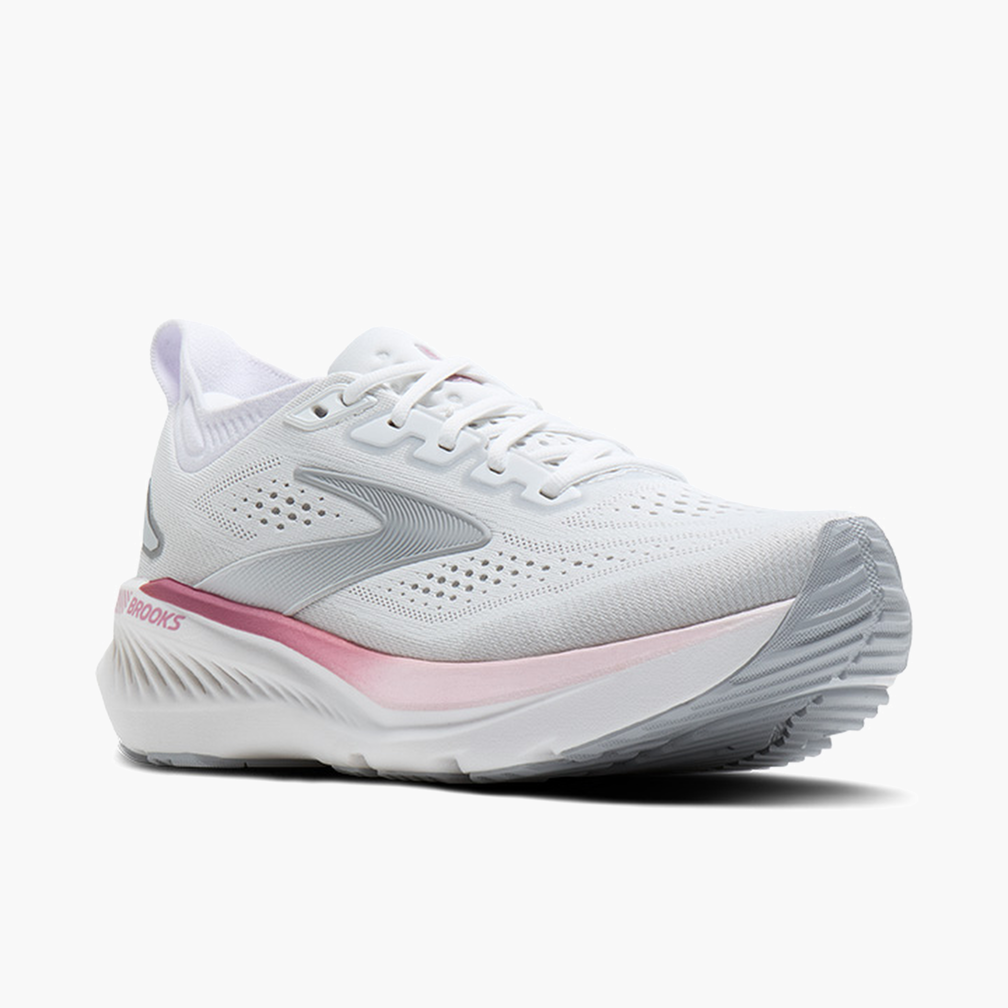 3/4 angle shot of Women's Glycerin GTS 23 in White / Harbor Mist / Metallic