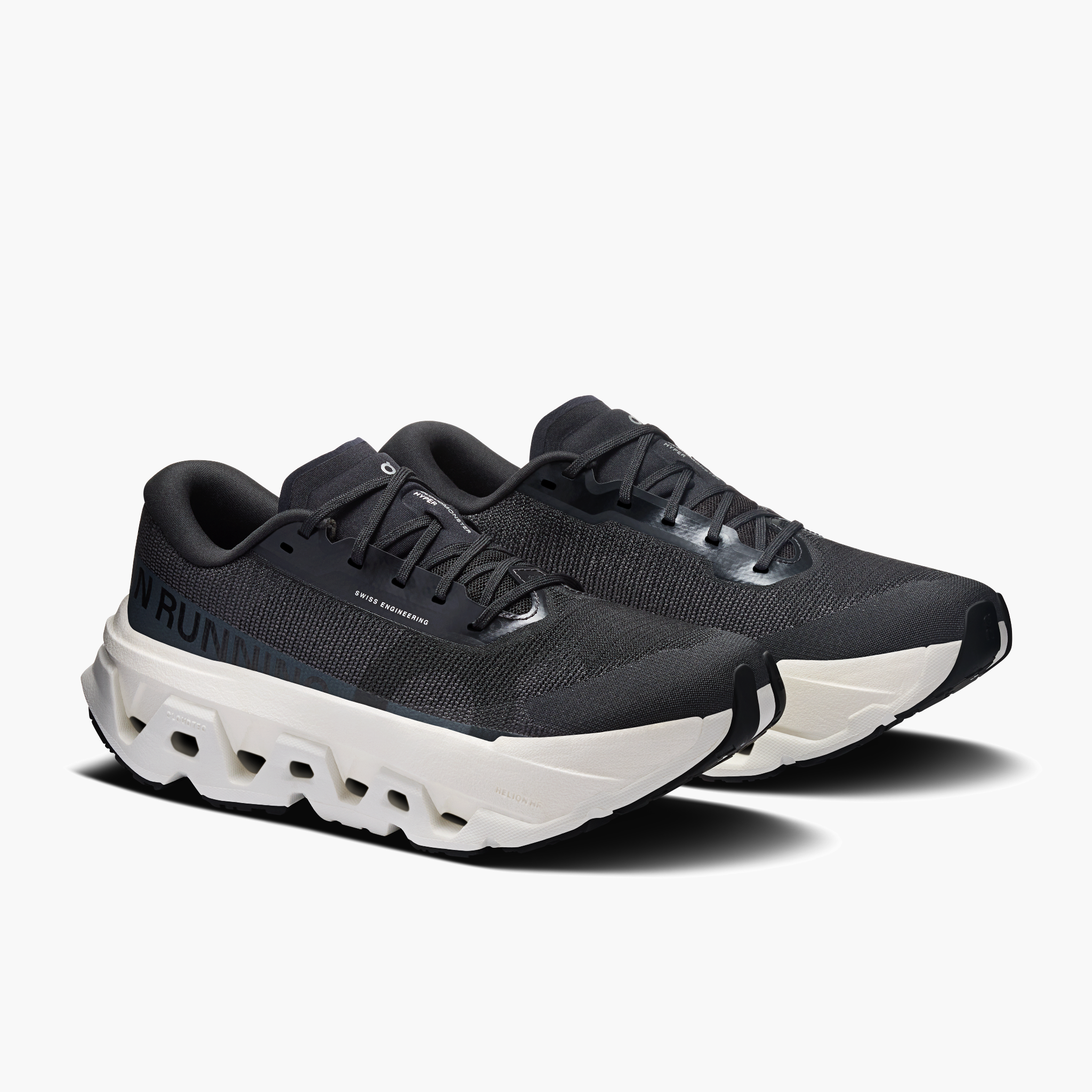 3/4 angle shot of Women's Cloudmonster 3 Hyper in Black | Ivory