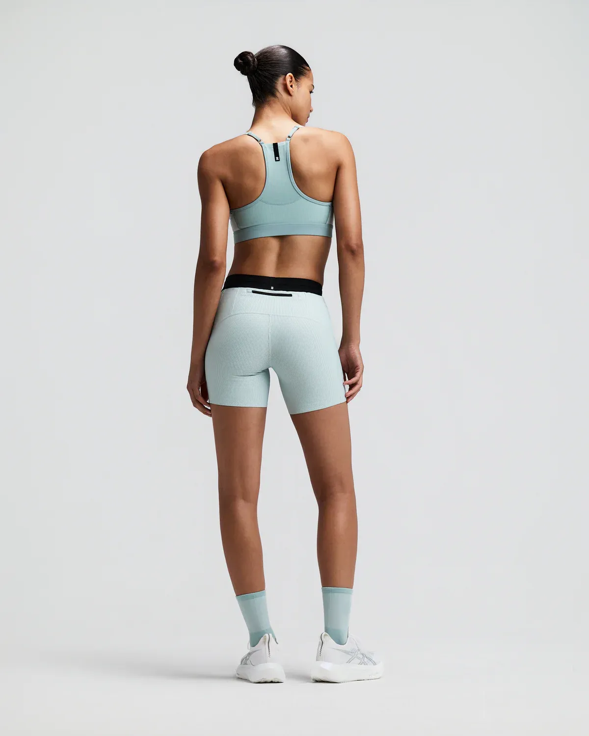 Women s Striped Cadence Compression Shorts 5 in Mist / Lagoon - 3