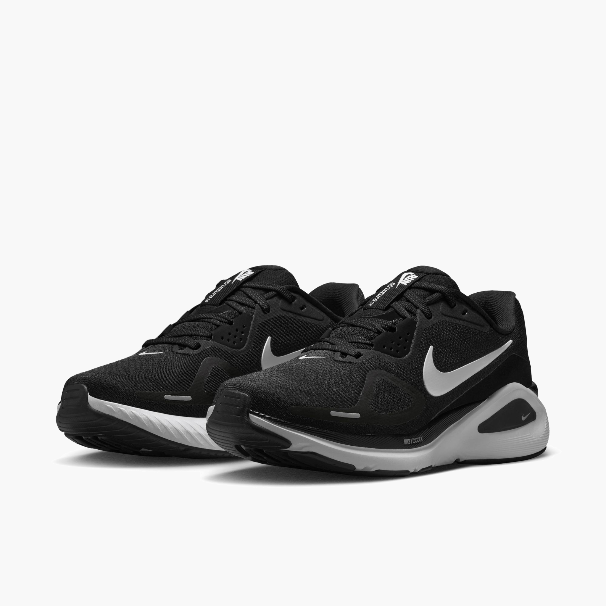 3/4 angle shot of Women's Structure 26 in Black / White-Cool Grey-Metallic Silver