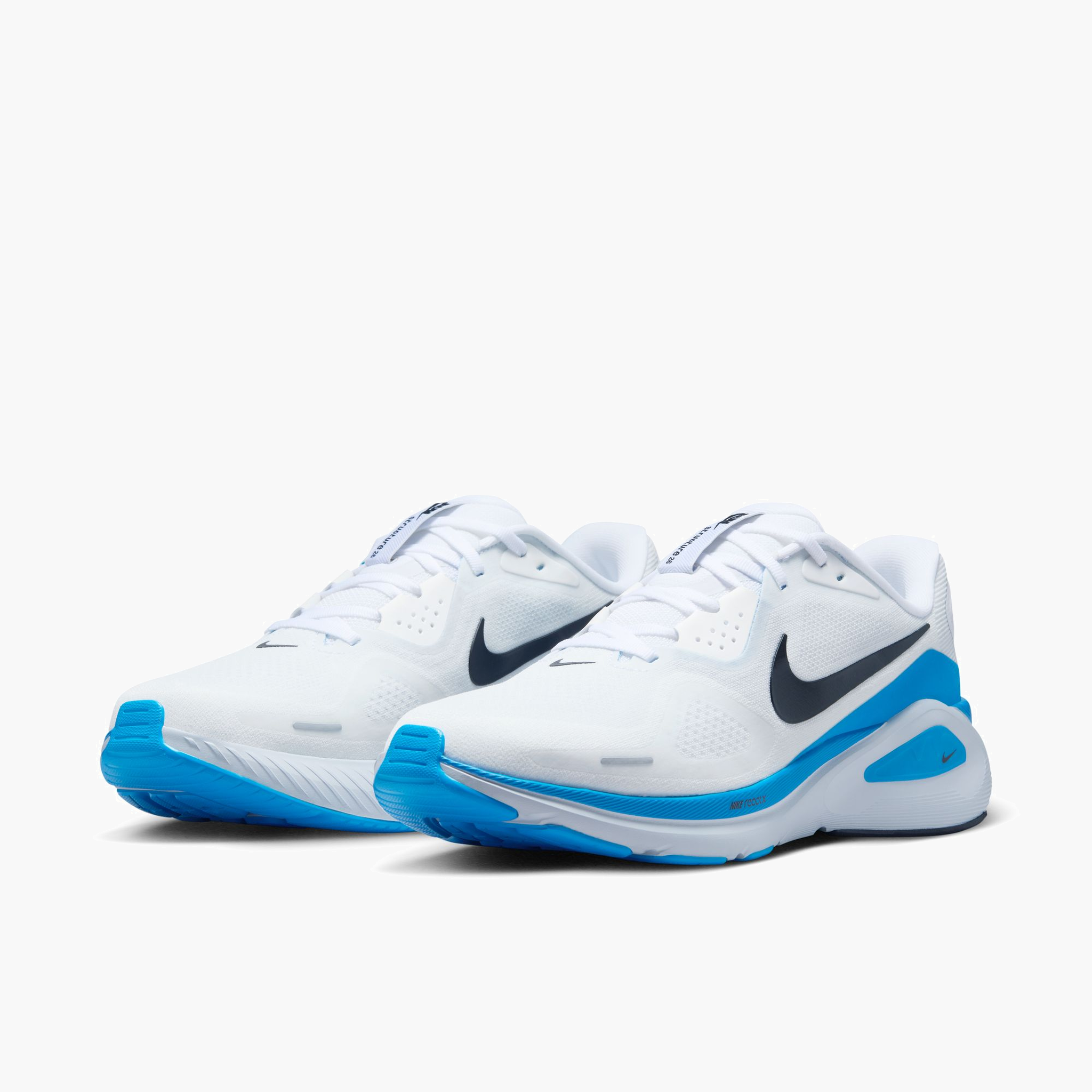 3/4 angle shot of Men's Structure 26 in White / Black-Blue Hero-Pure Platinum