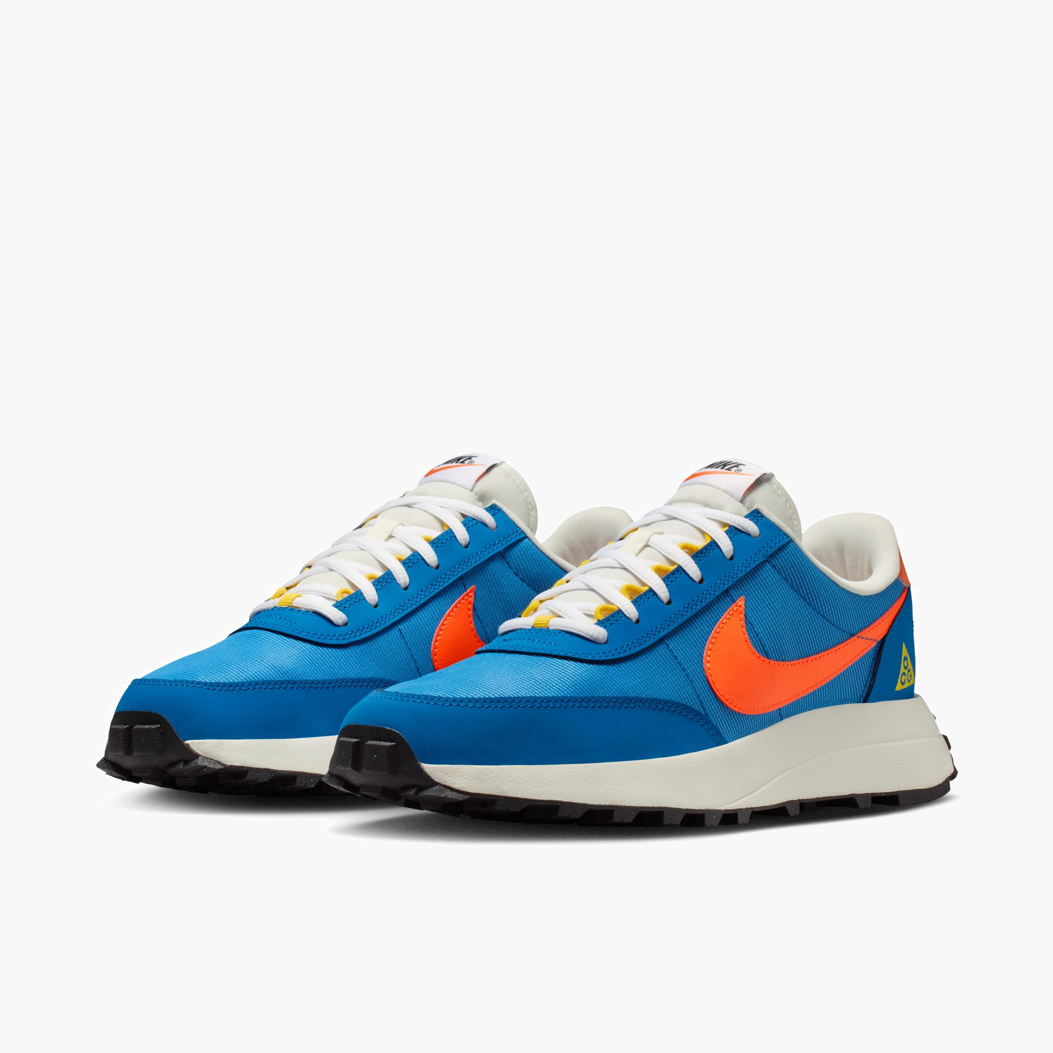 3/4 angle shot of Men's ACG LDV in Brilliant Blue / Turf Orange-Sail-White