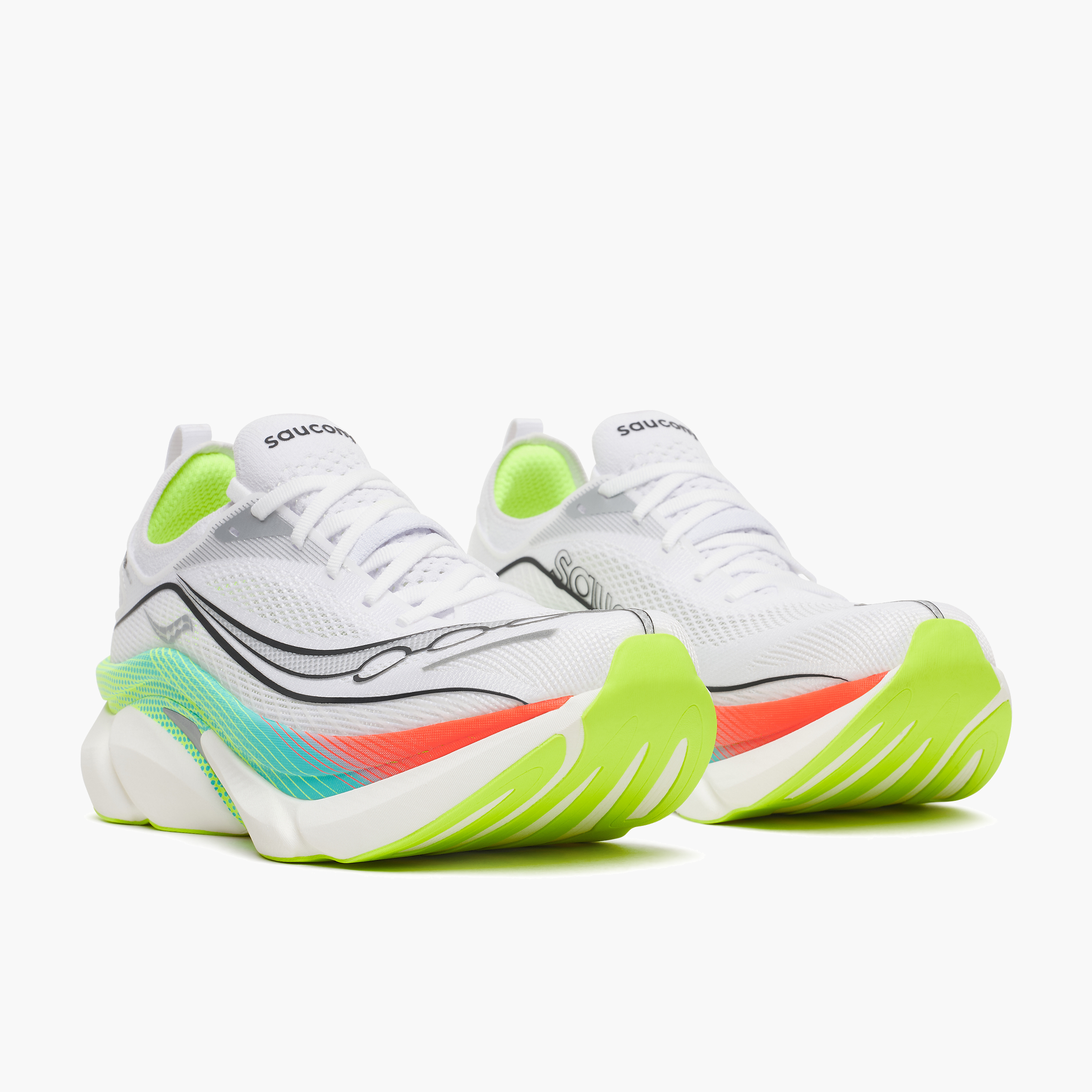 3/4 angle shot of All Gender Endorphin Elite 3 in White / Multi