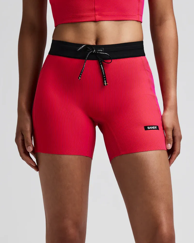 Women s Striped Cadence Compression Shorts 5 in Poppy / Azalea - 4