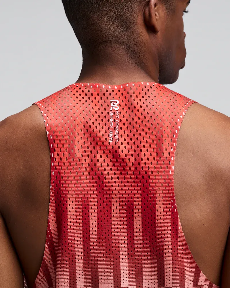 Men s Shredder Shorty Race Singlet in Uneven Gradient / Poppy - 4