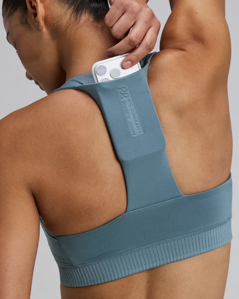 Stamina-V Square Neck Run Bra in Tranquil Blue - 5