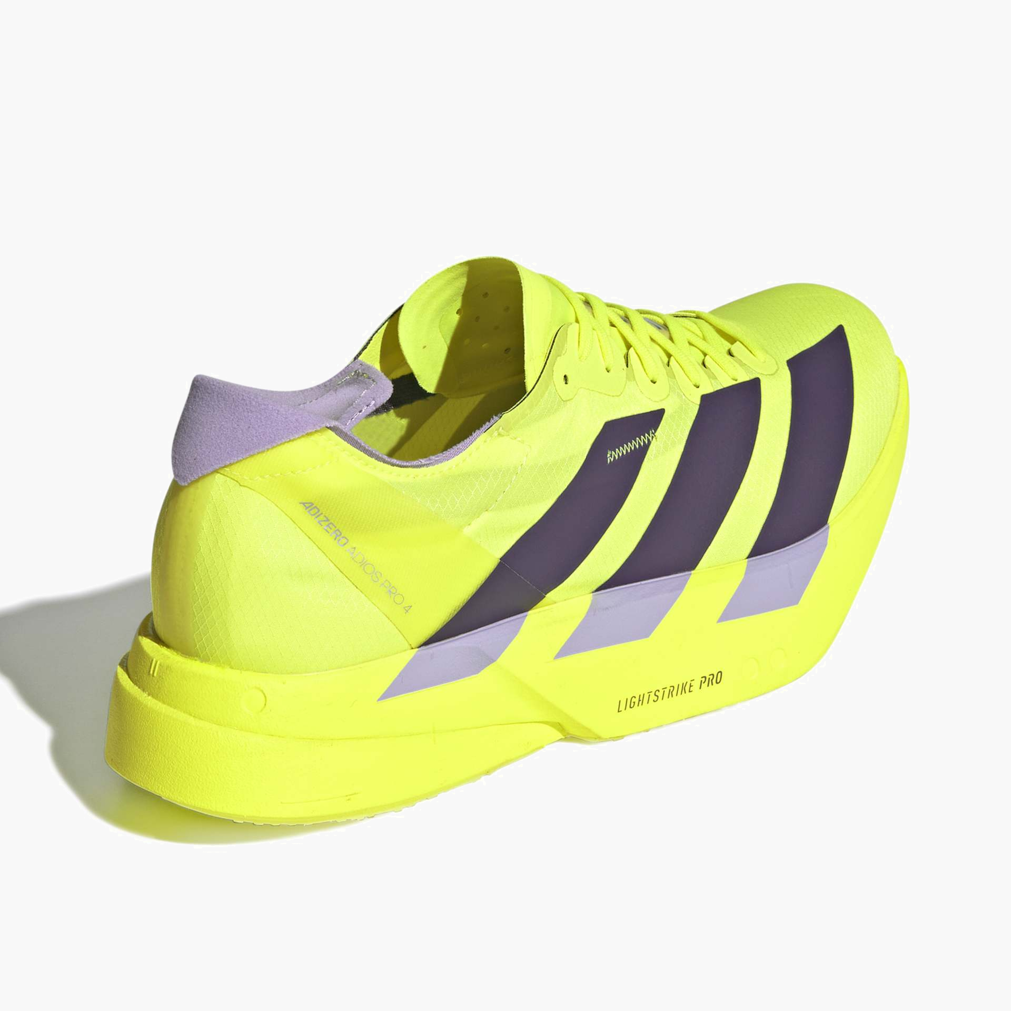 Top back angle shot of Men's Adios Pro 4 in Syello / Aurplu / Powplu