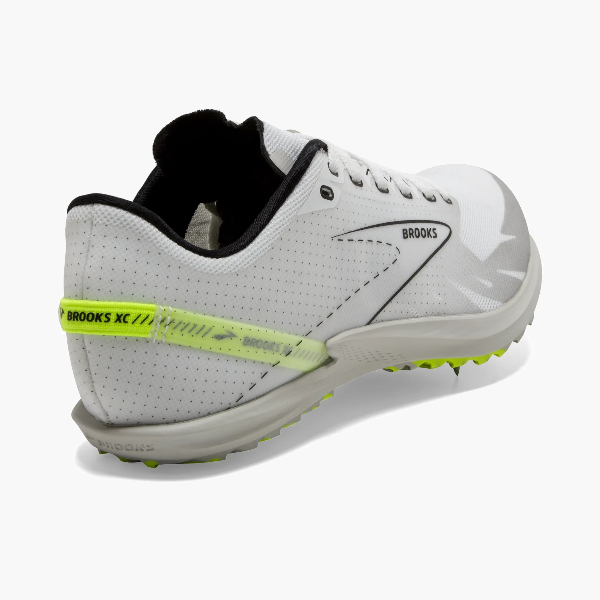 Heel angle shot of All Gender Draft XC in White / Black / Nightlife