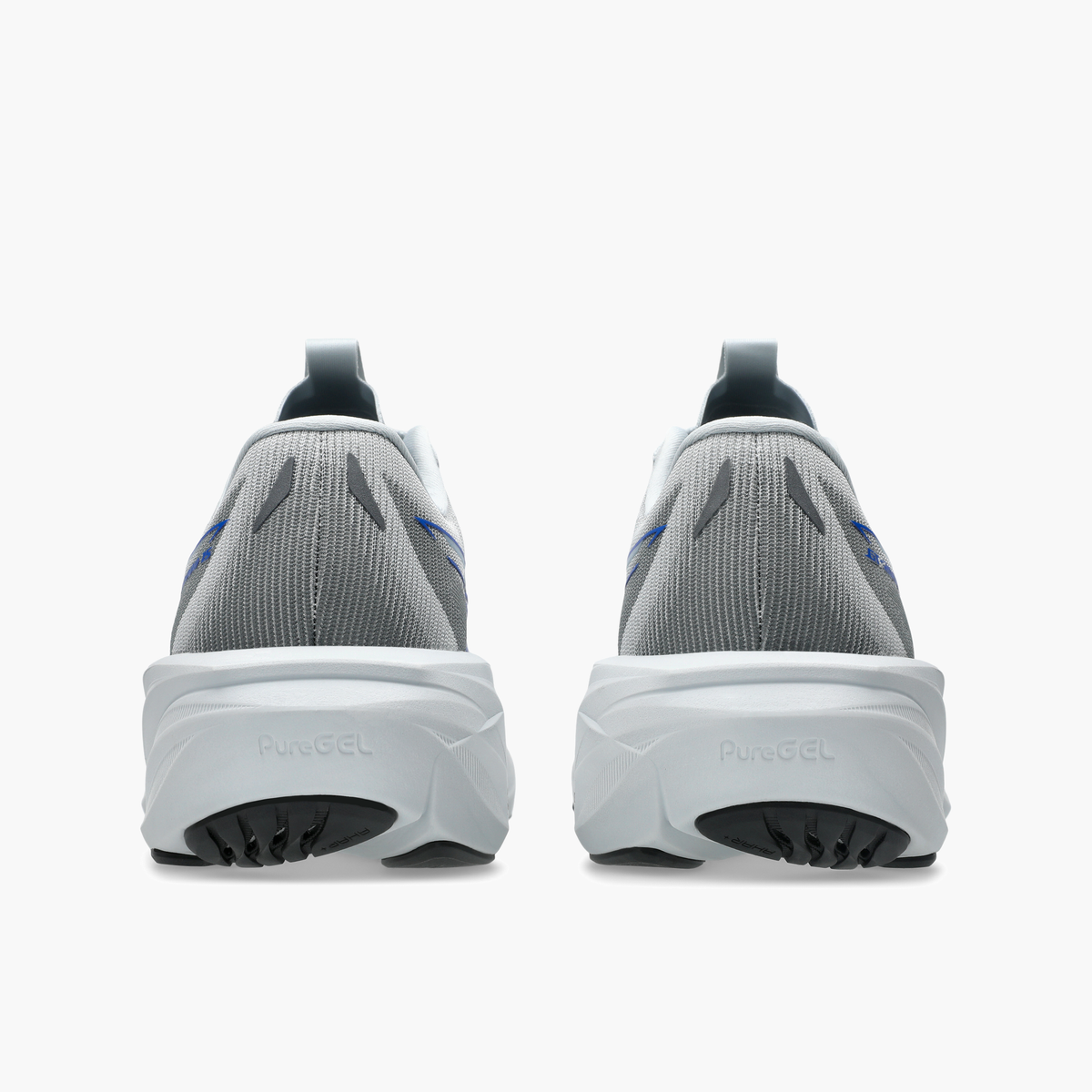 Heel angle shot of Men's GT-2000 15 in Piedmont Grey / Neon Blue