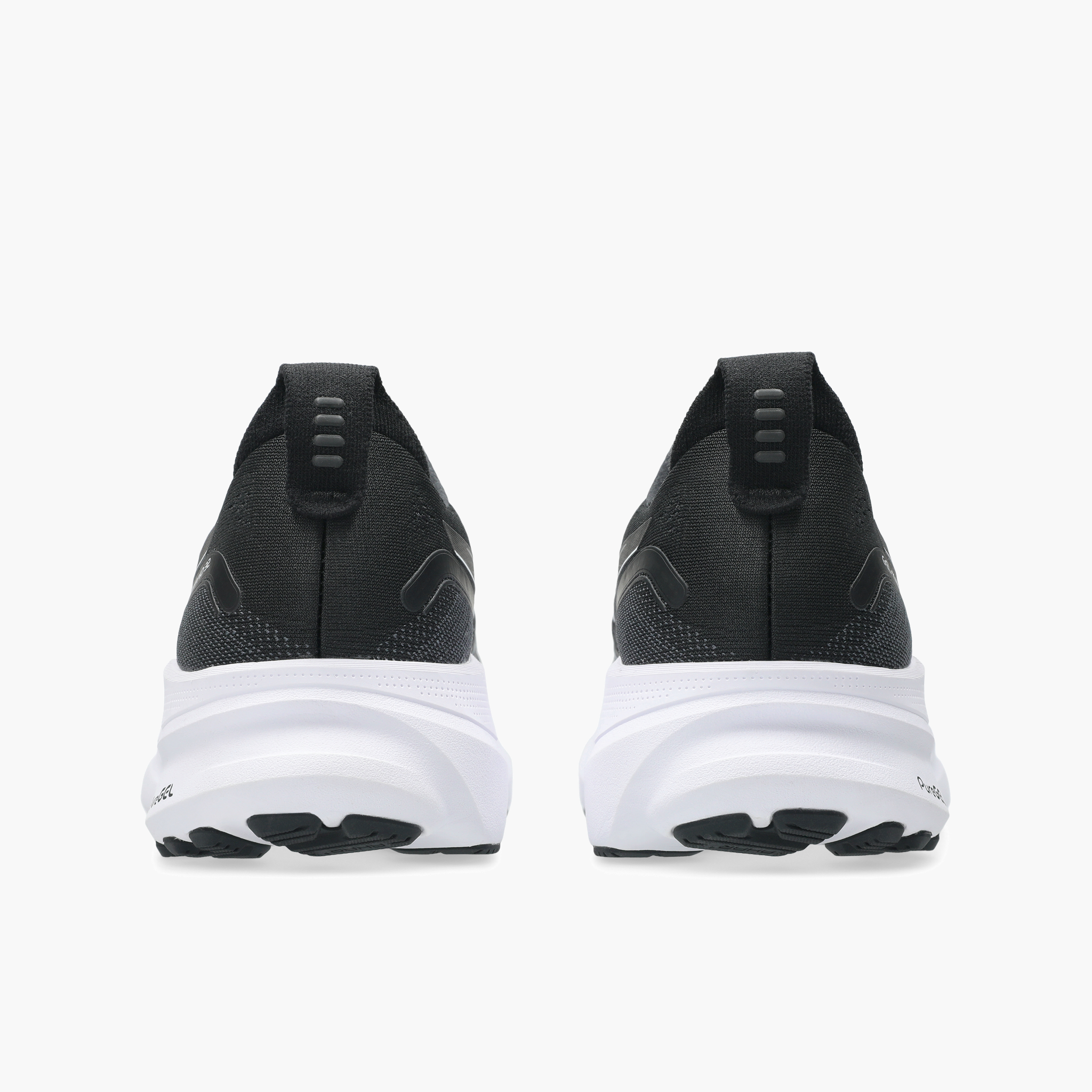 Heel angle shot of Women's Gel-Kayano 32 in Black / White