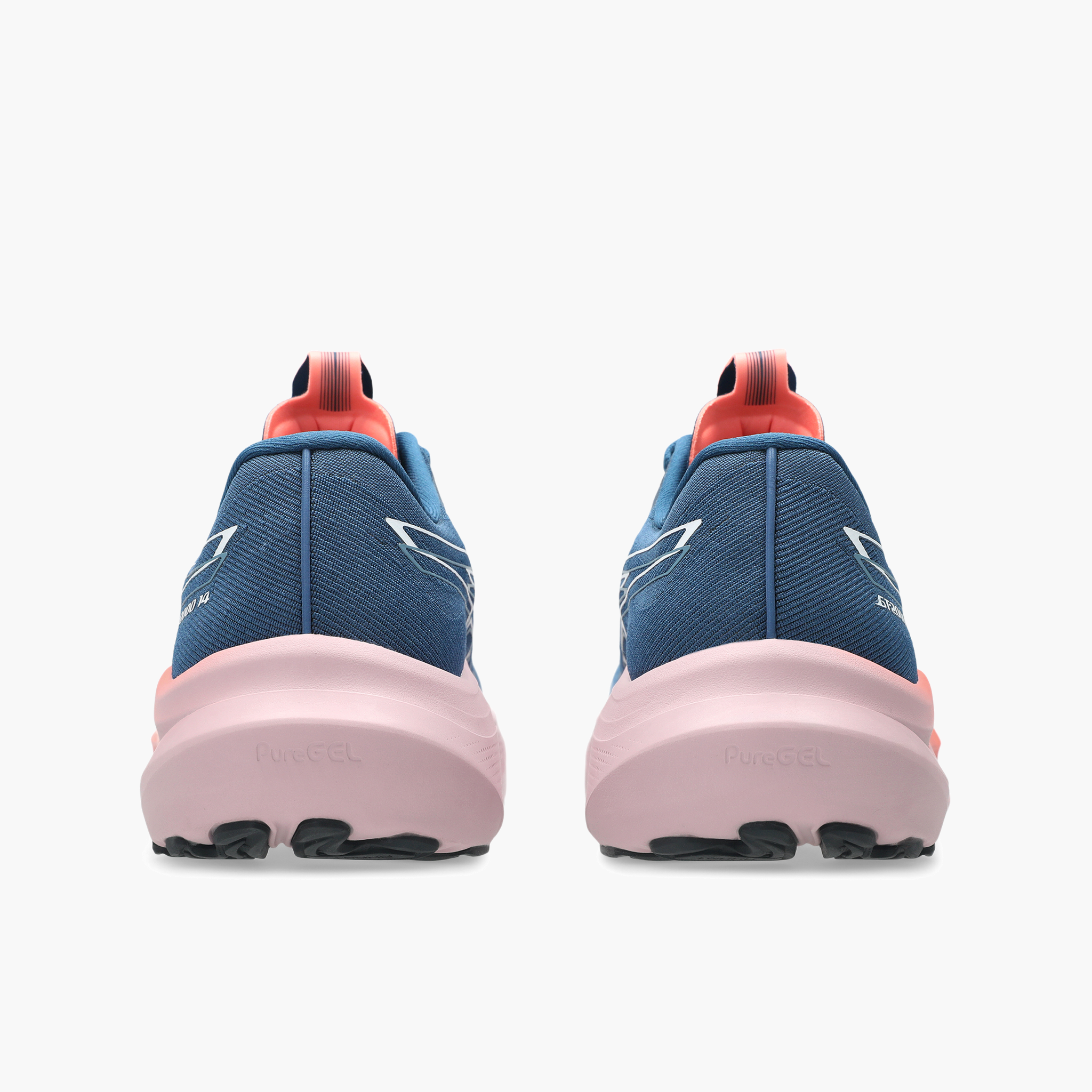 Heel angle shot of Women's GT-2000 14 in Twilight Blue / White