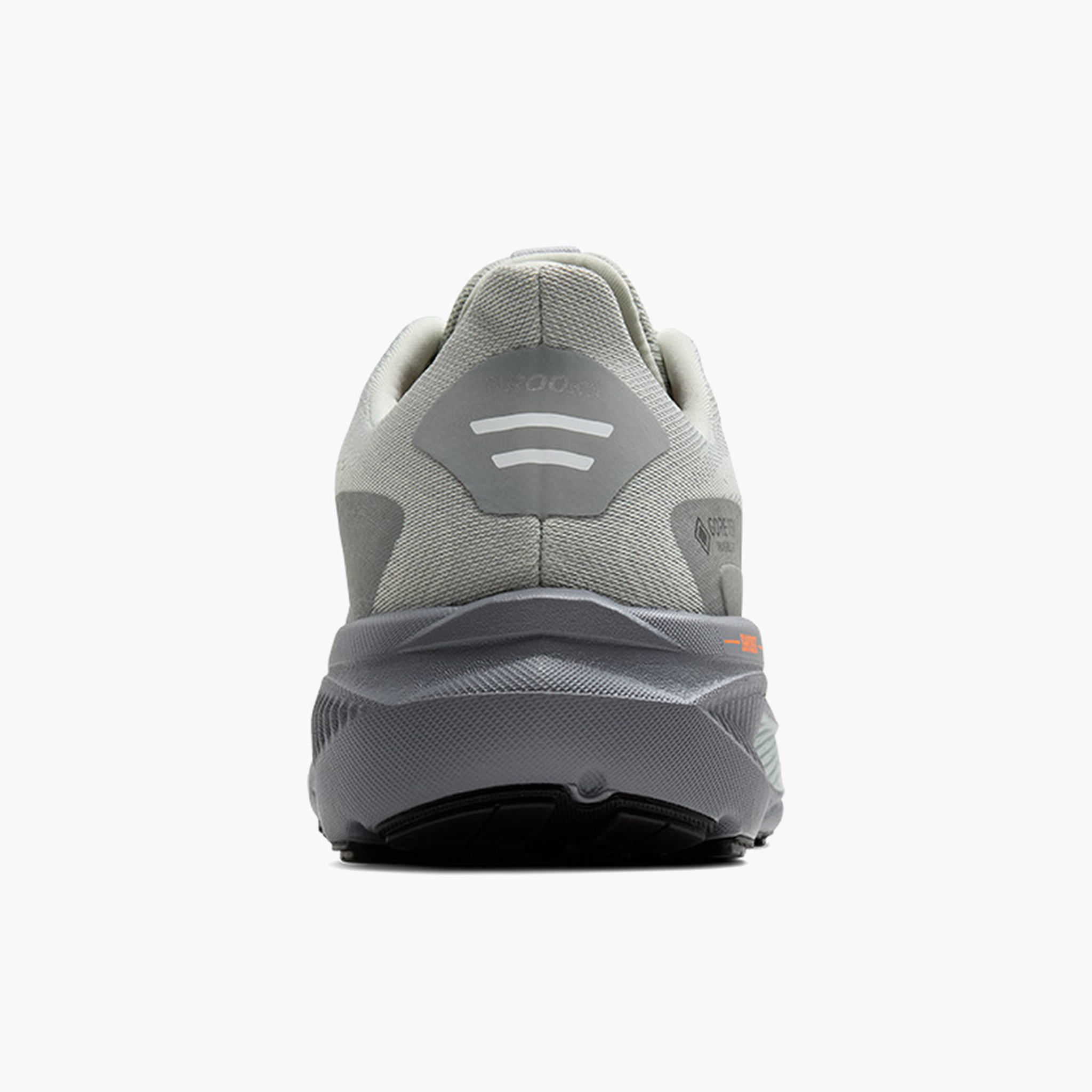 Heel angle shot of Men's Ghost 17 Gore-Tex in Smoke / Primer Grey / Orange