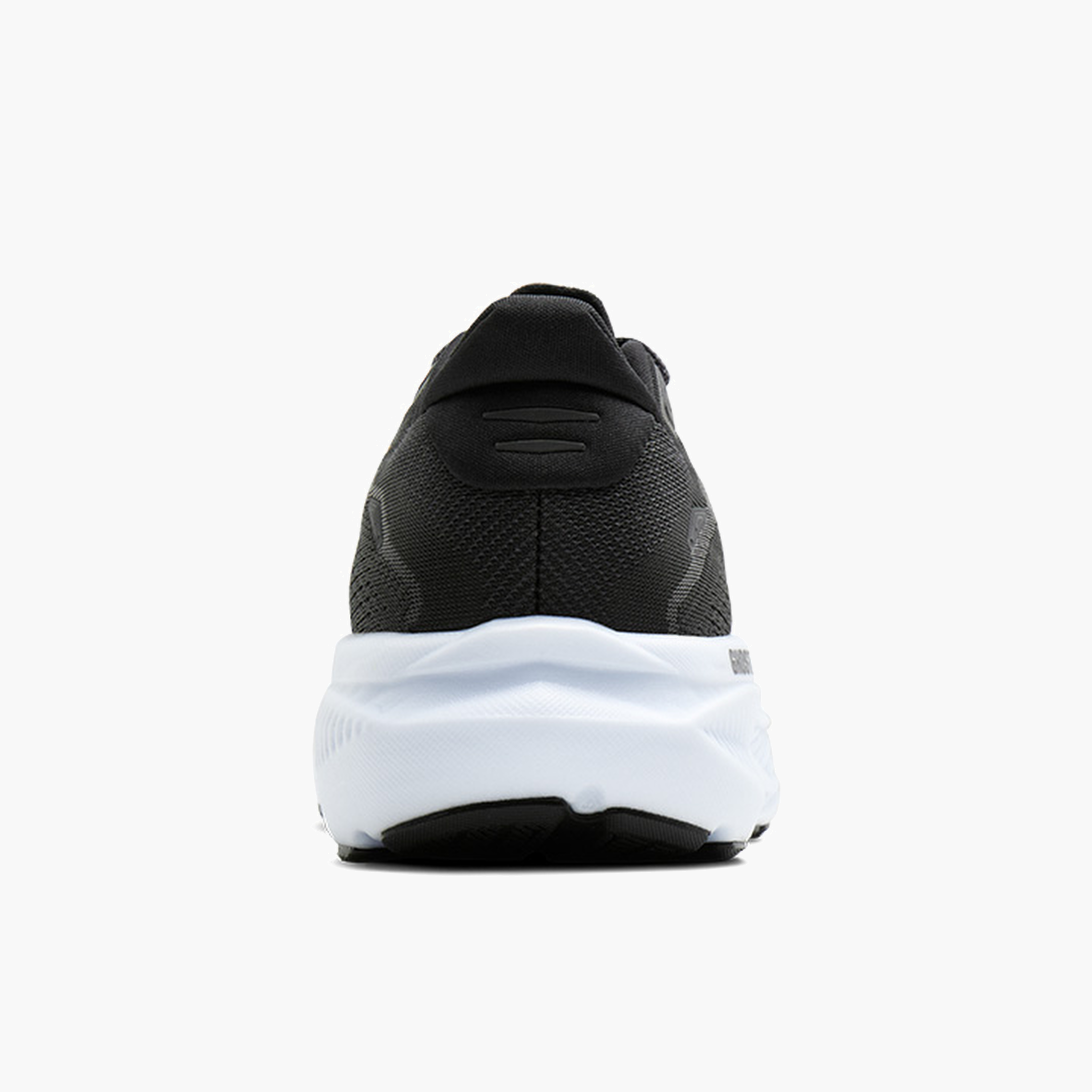 Heel angle shot of Men's Ghost 18 in Black / Grey / White