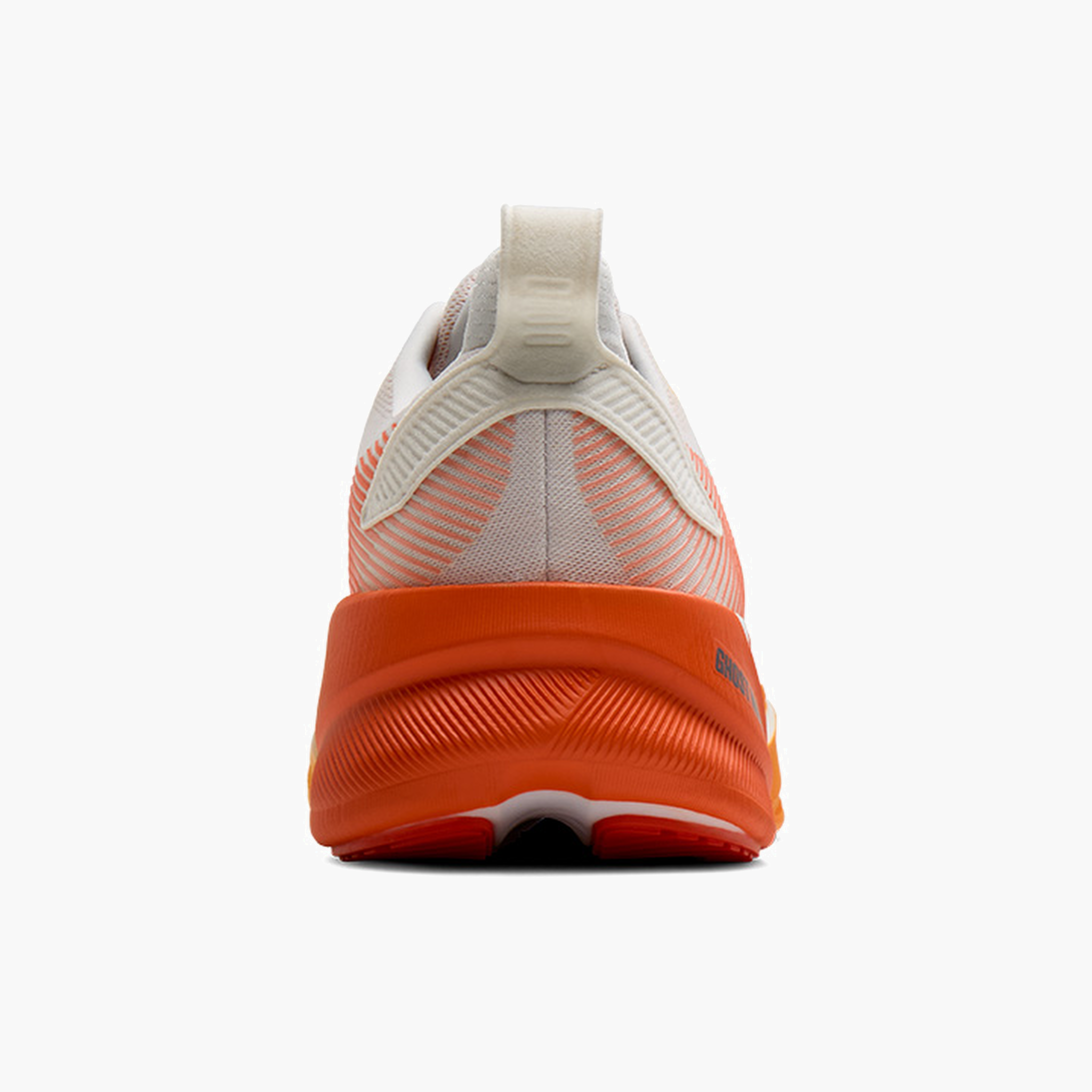 Heel angle shot of Men's Ghost Max 4 in White / Orange / Red