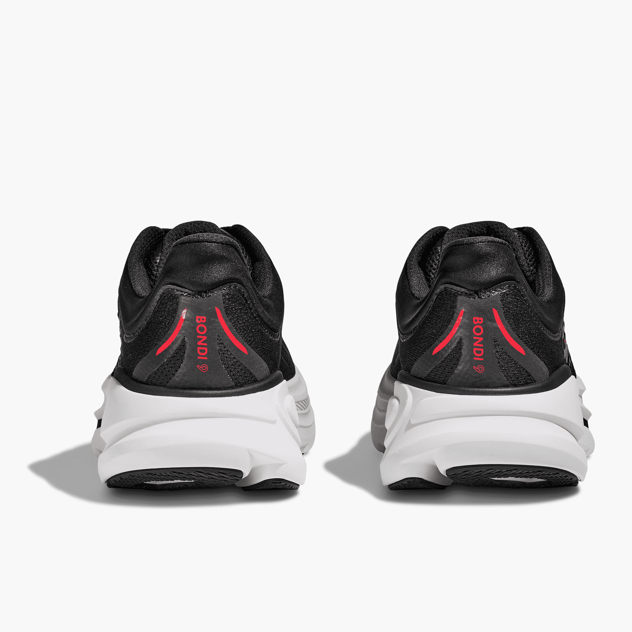 Heel angle shot of Men's Bondi 9 in Black / Vermillion