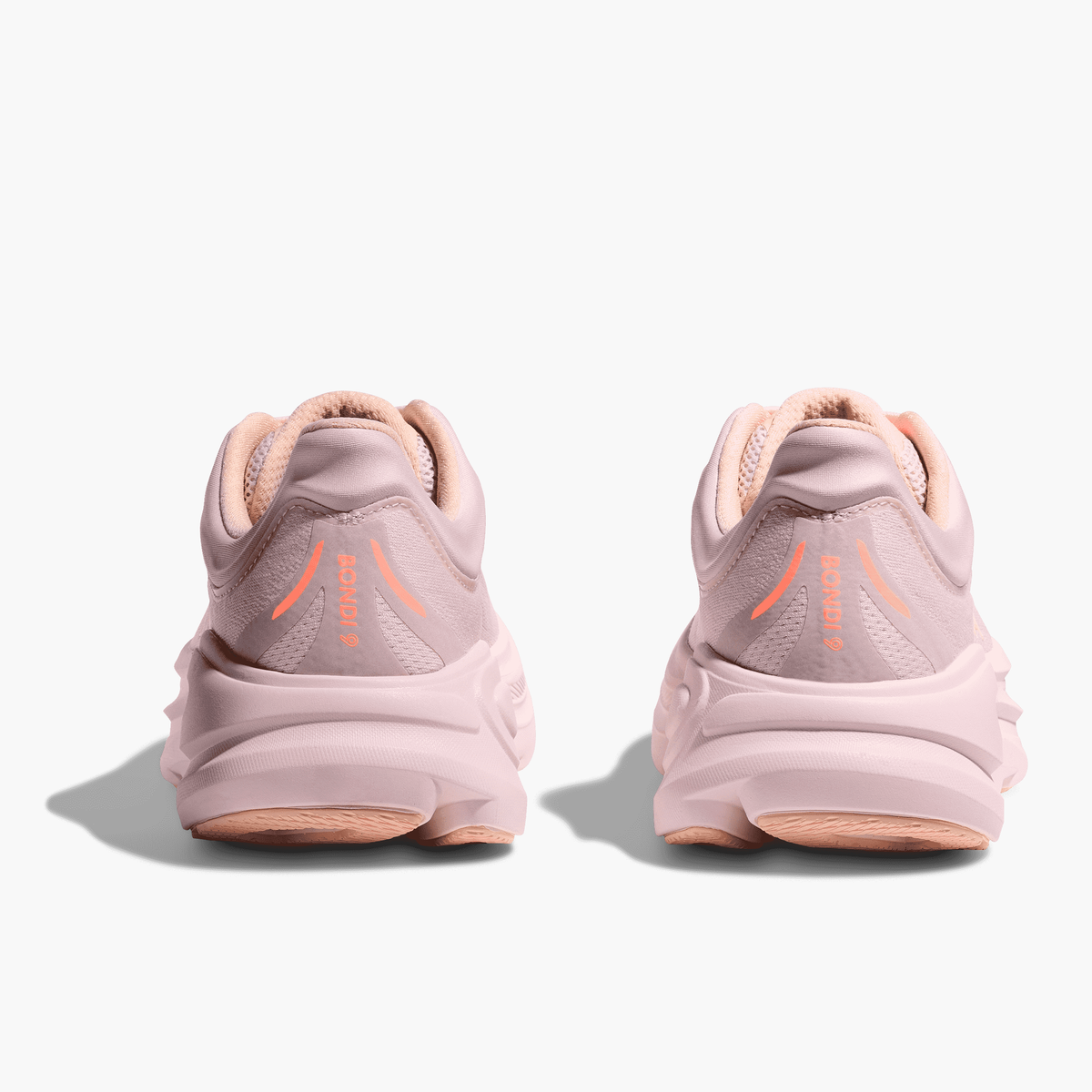 Heel angle shot of Women's Bondi 9 in Lilac Cream / Tangerine Glow