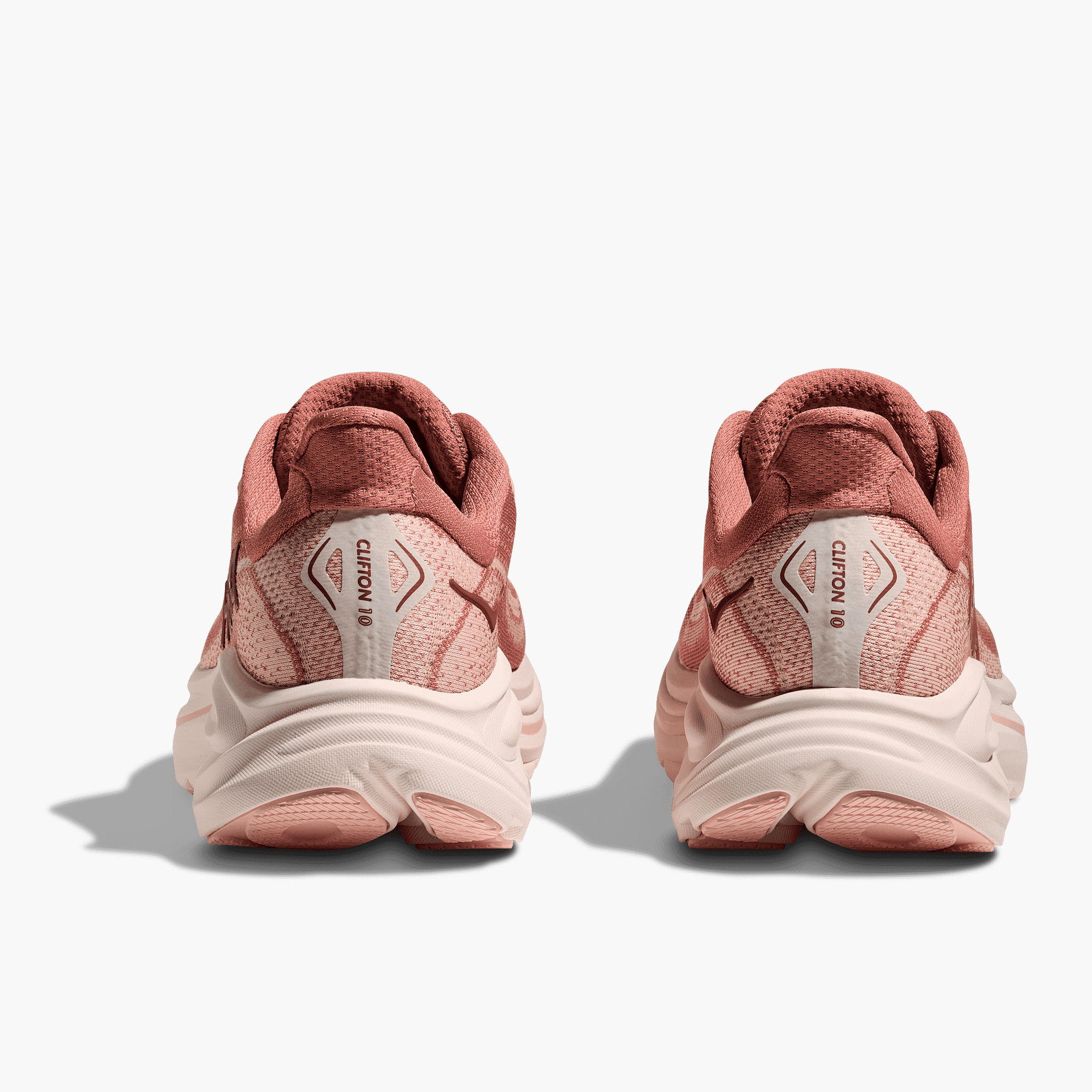 Heel angle shot of Women's Clifton 10 in Blush / Rose Latte