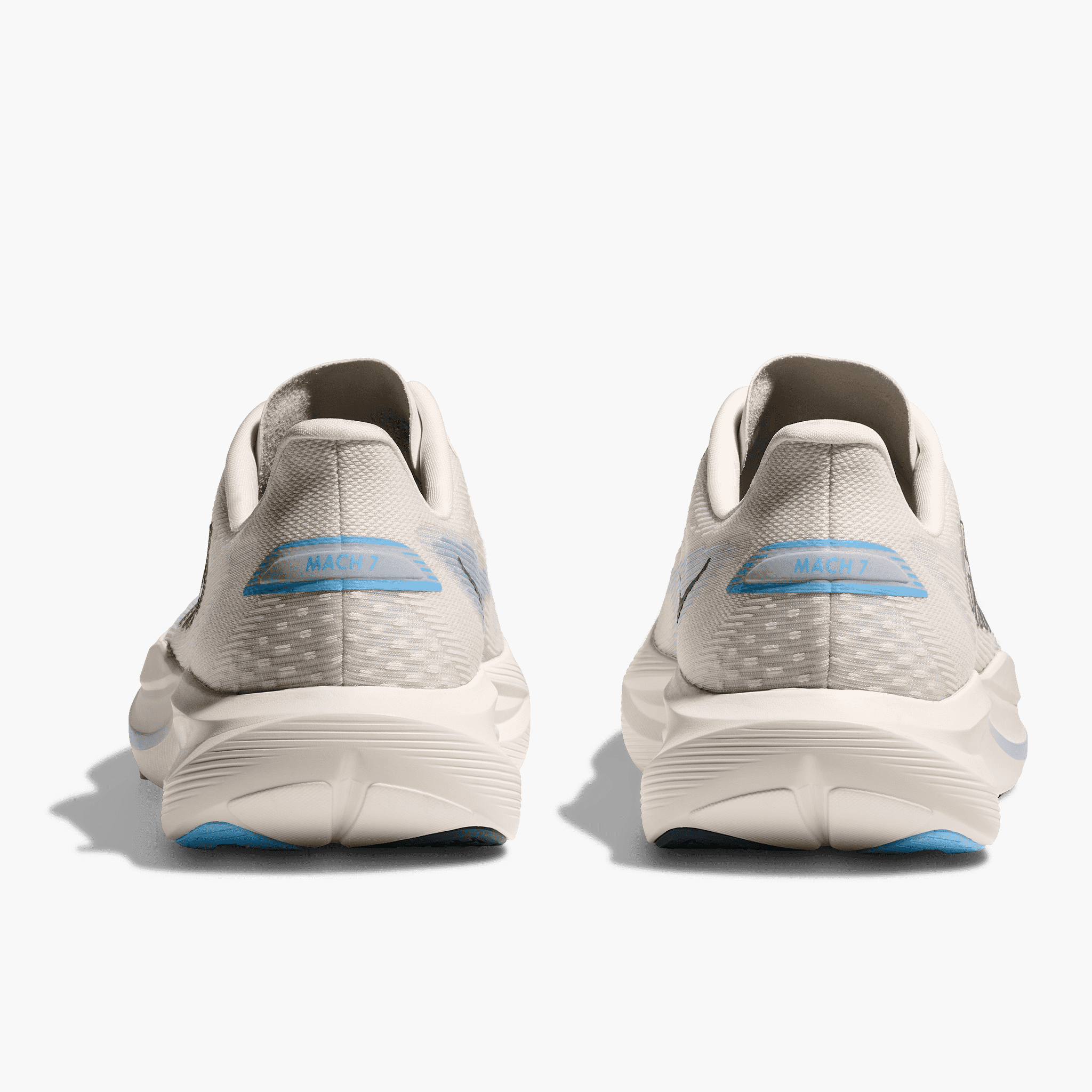 Heel angle shot of Men's Mach 7 in Alabaster / Soaring Blue