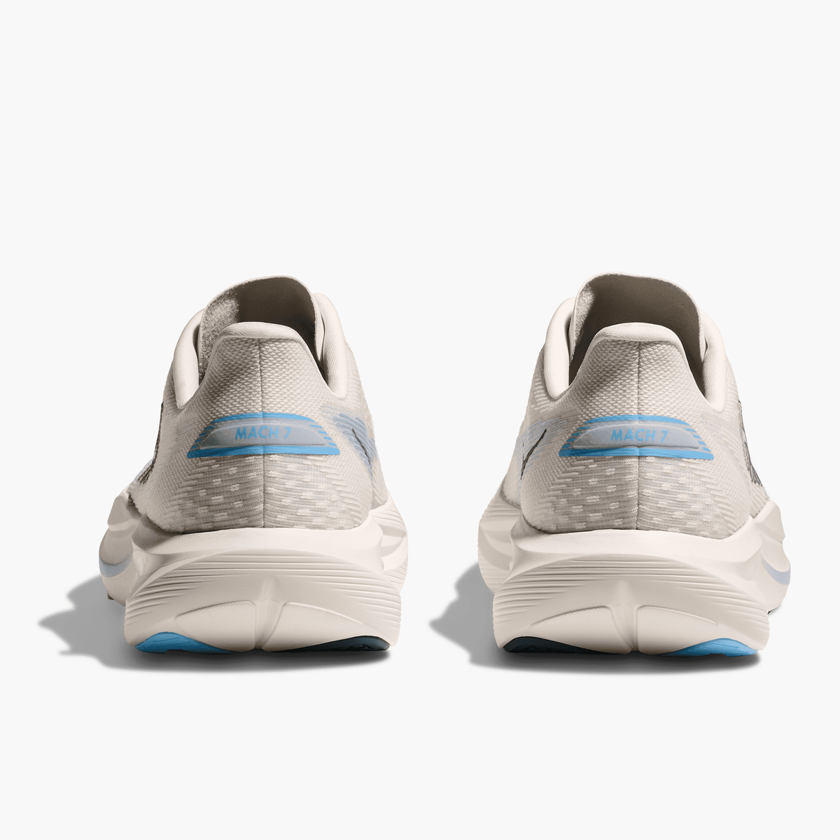 Heel angle shot of Men's Mach 7 in Alabaster / Soaring Blue