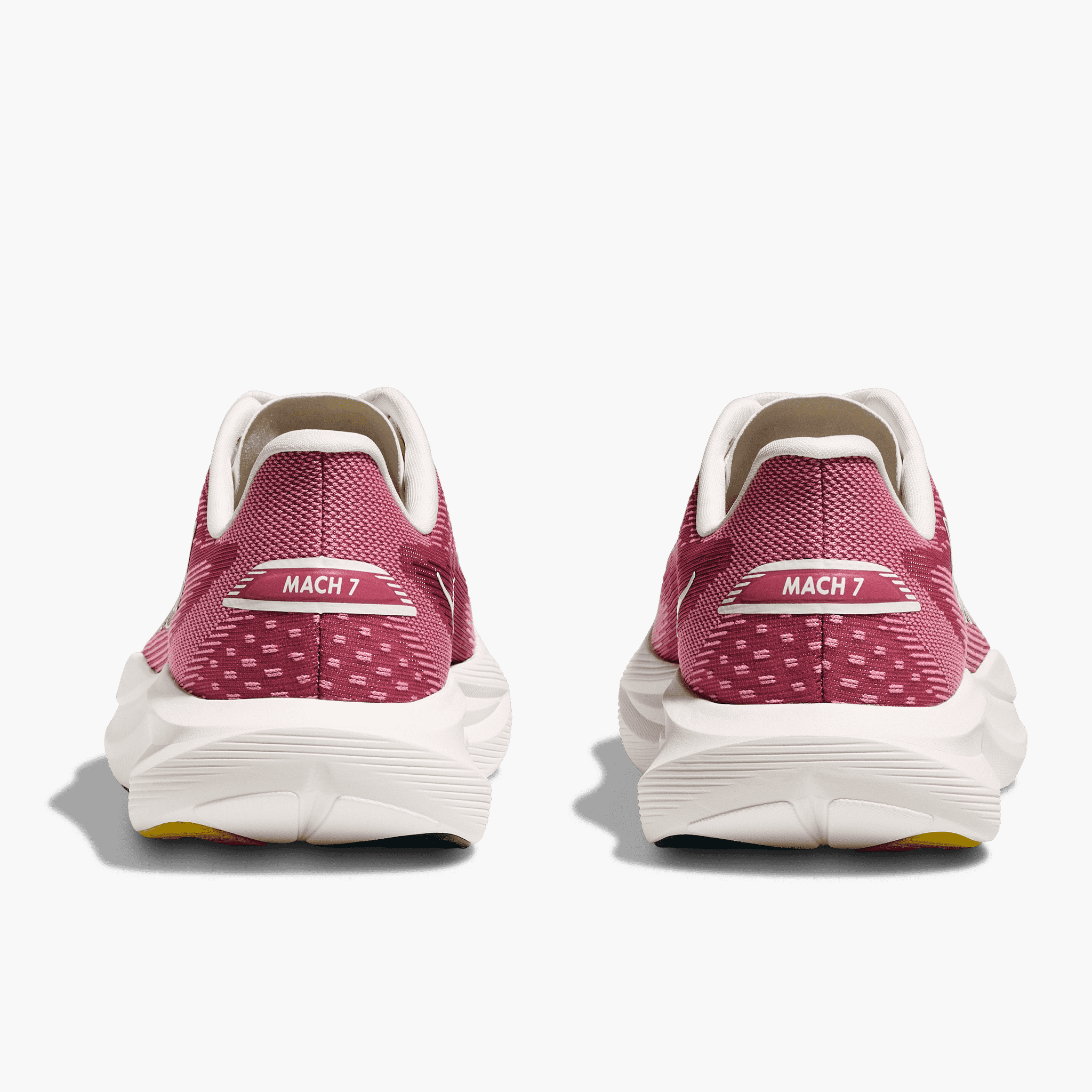 Heel angle shot of Women's Mach 7 in Lingonberry / Cranberry