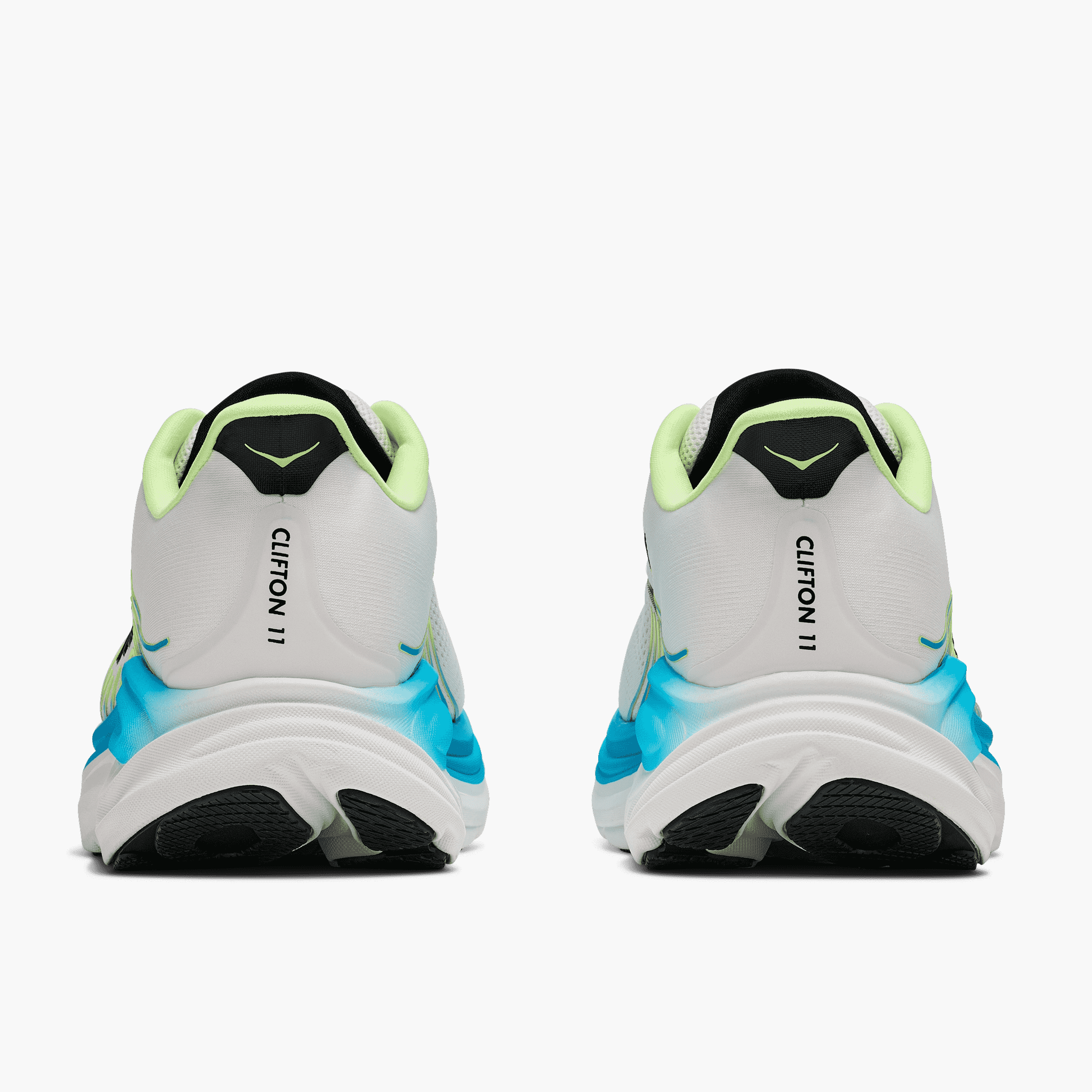 Heel angle shot of Men's Clifton 11 in Frost / Black