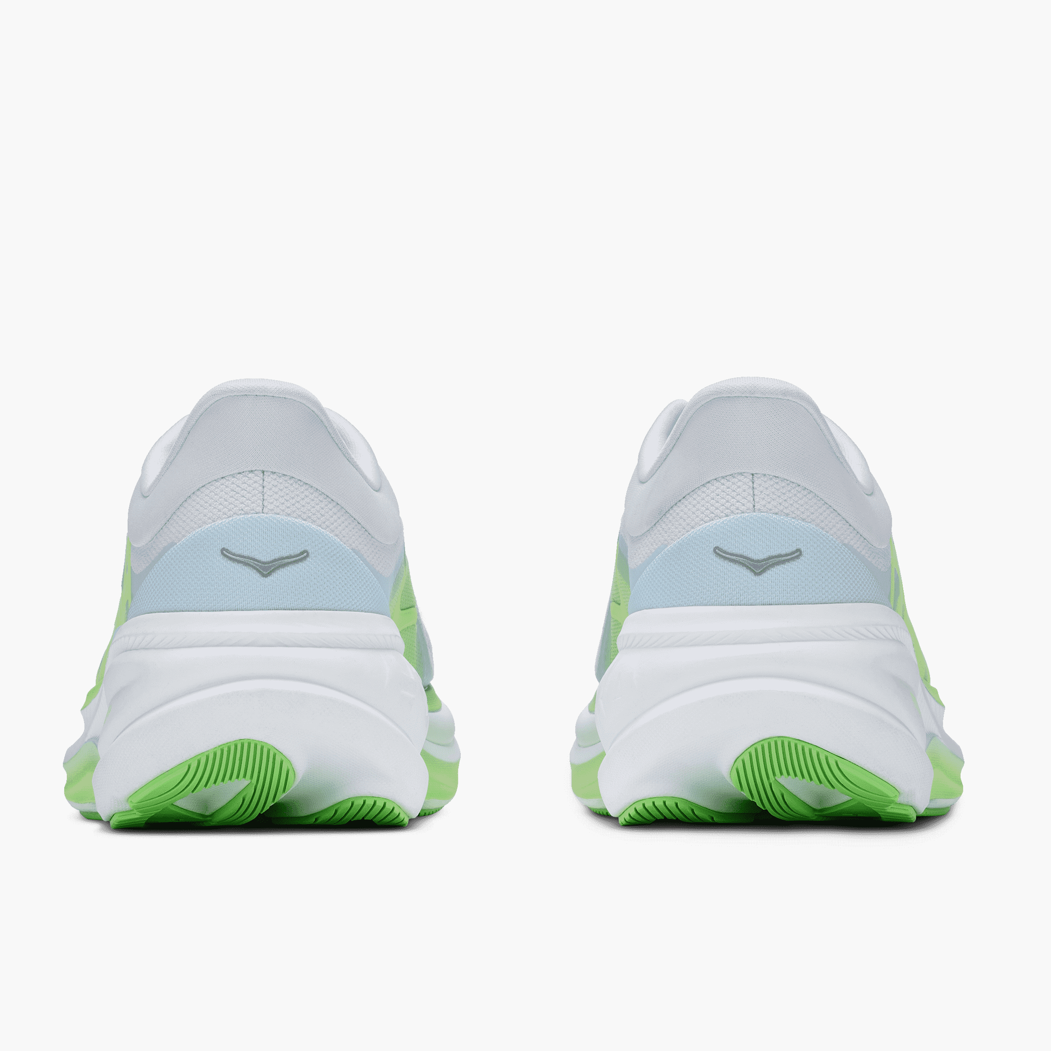 Heel angle shot of Women's Clifton Pro in Cosmic Grey / Neon Yuzu