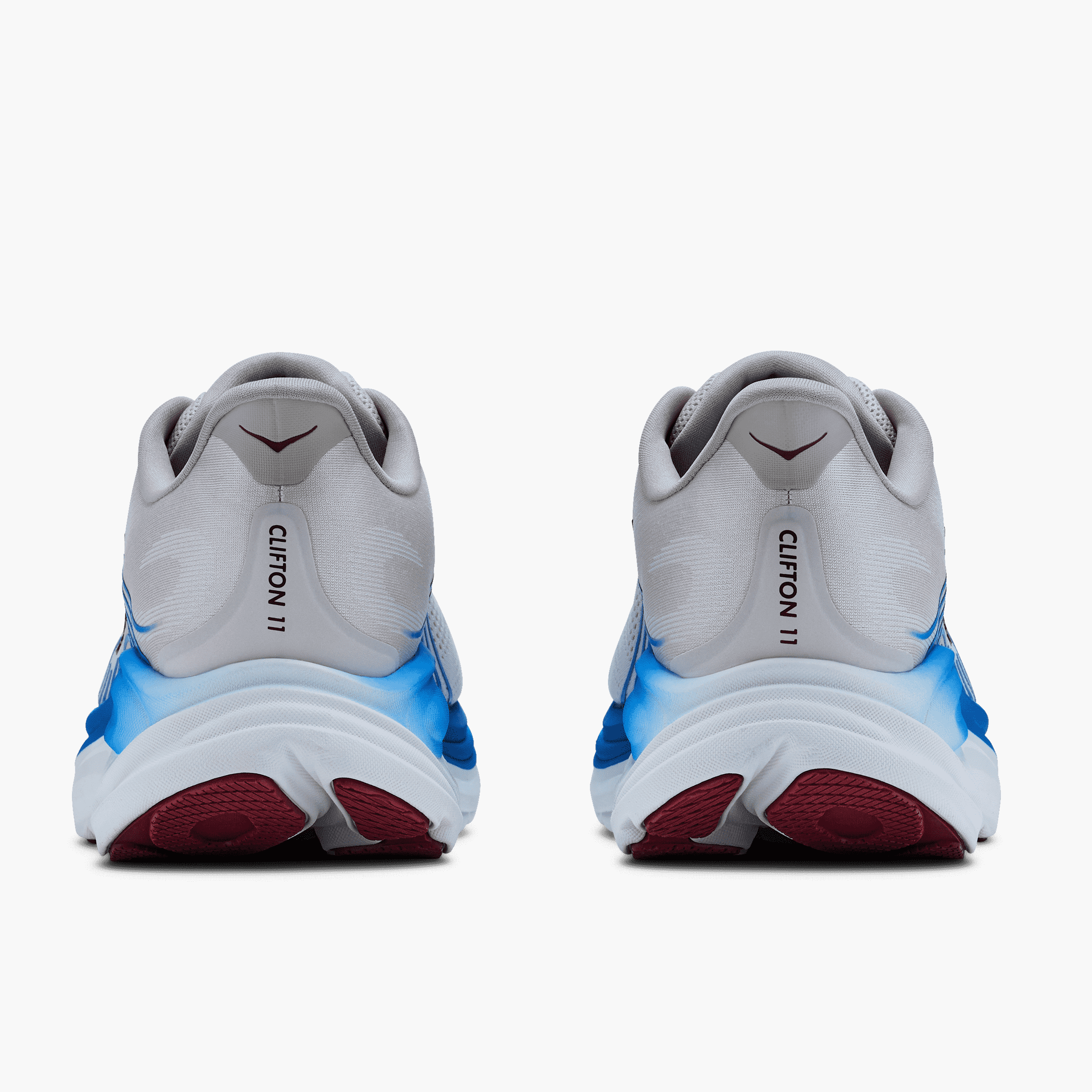 Heel angle shot of Men's Clifton 11 in Stucco / Grout
