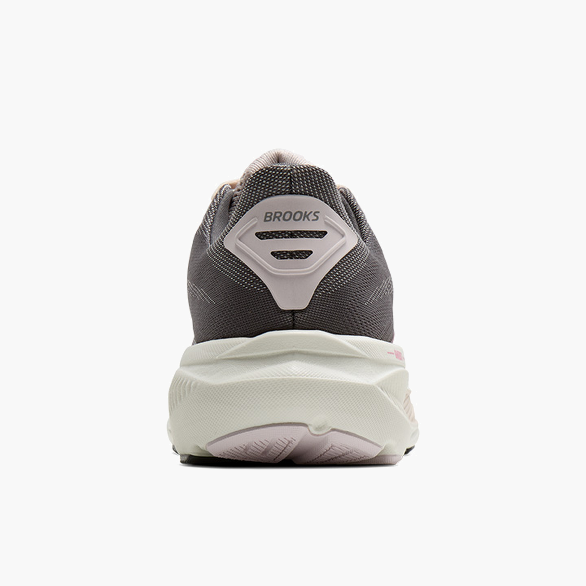 Heel angle shot of Women's Ghost 17 in Poppy Seed / Pink / Bluewash