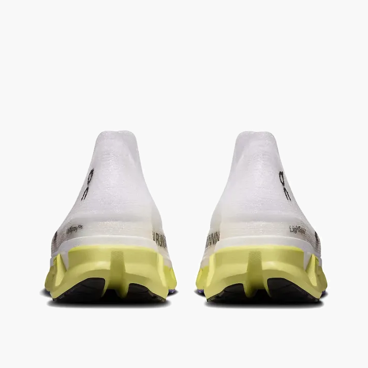 Heel angle shot of All Gender Cloudmonster 3 Hyper Lightspray in Limelight | Bloom
