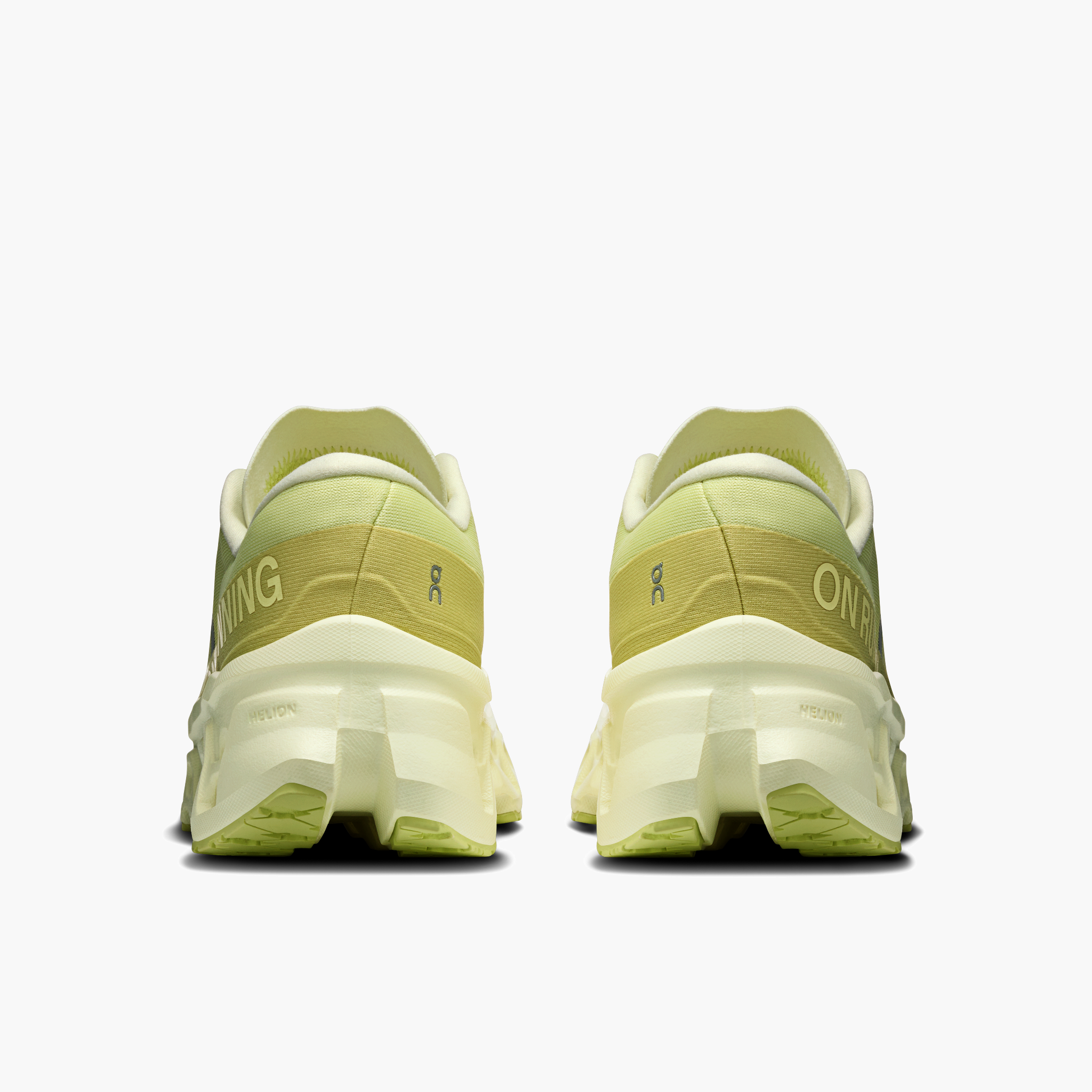 Heel angle shot of Women's Cloudmonster 3 in Limelight | Seedling