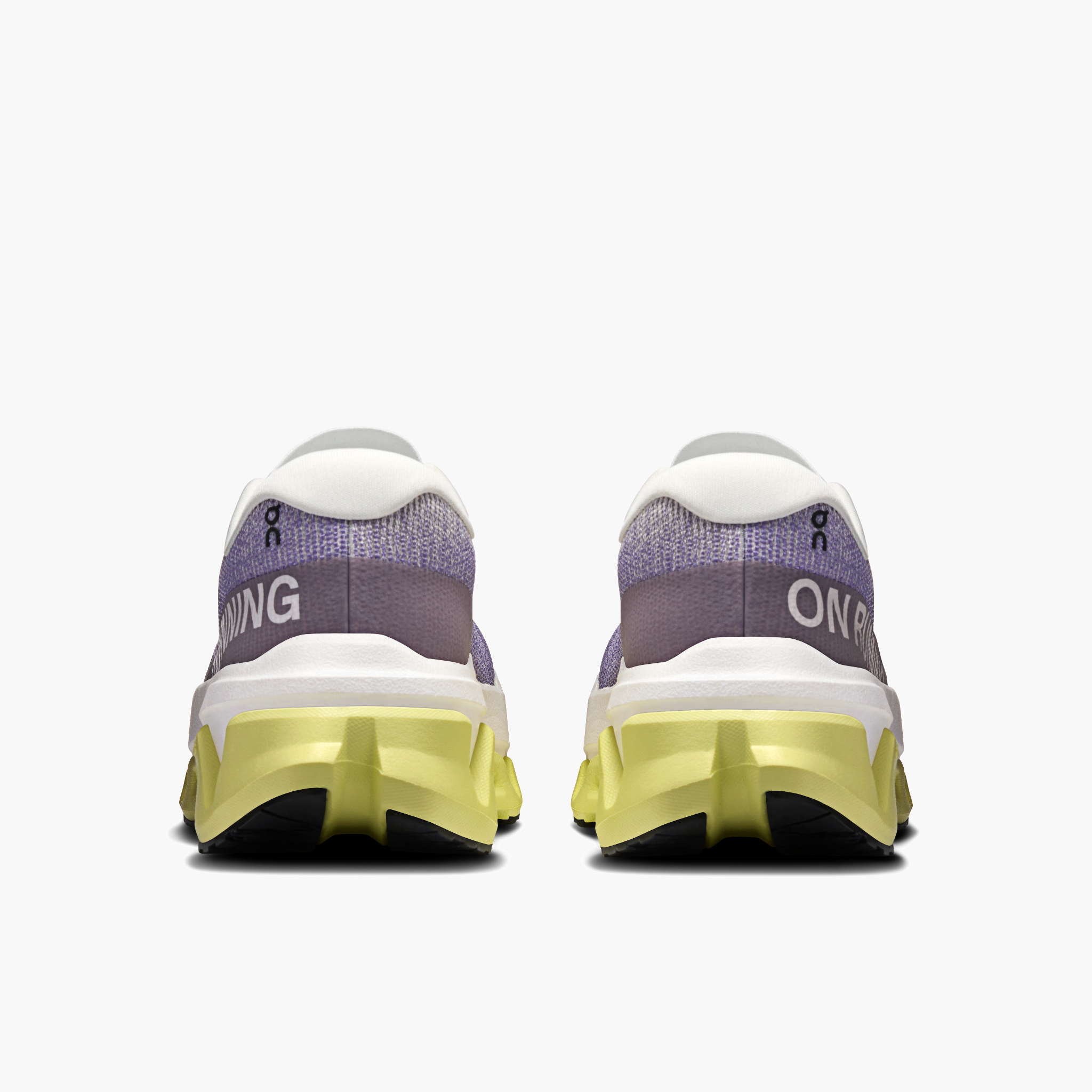 Heel angle shot of Women's Cloudmonster 3 Hyper in Lily | Limelight