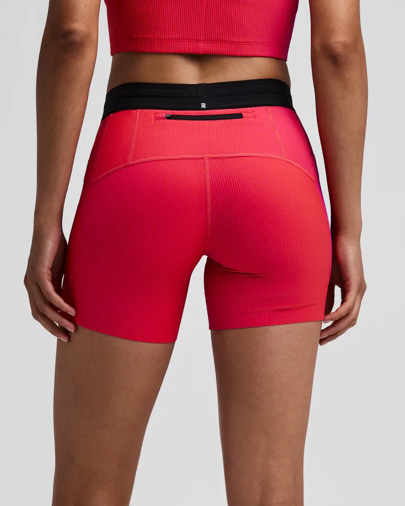 Women s Striped Cadence Compression Shorts 5 in Poppy / Azalea - 6