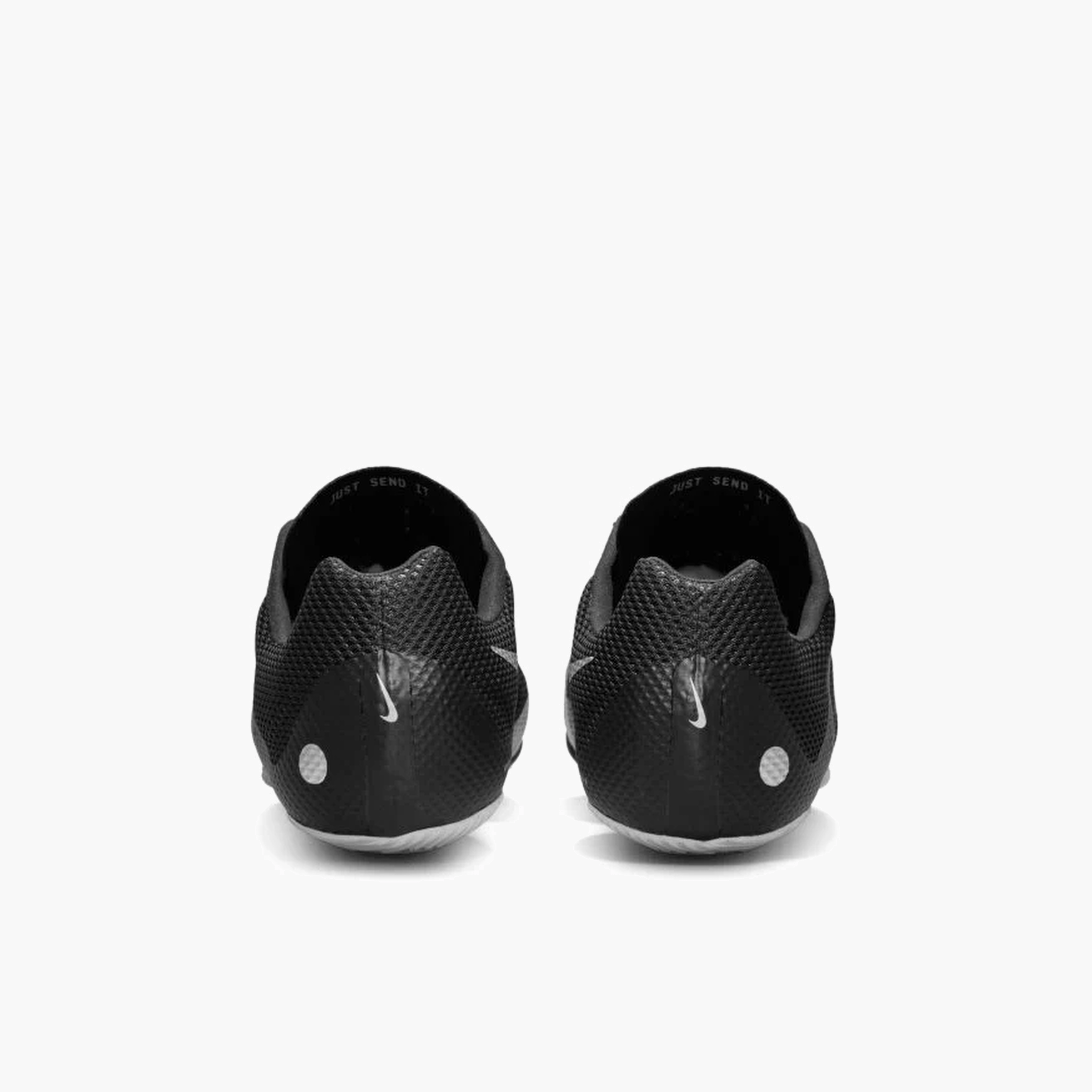 Heel angle shot of All Gender Rival Sprint in Black / Metallic Silver-lt Smoke Grey