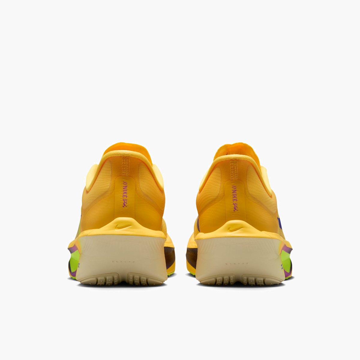 Heel angle shot of Women's Zoom Fly 6 in Citron Pulse / Indigo Burst-Volt Ice