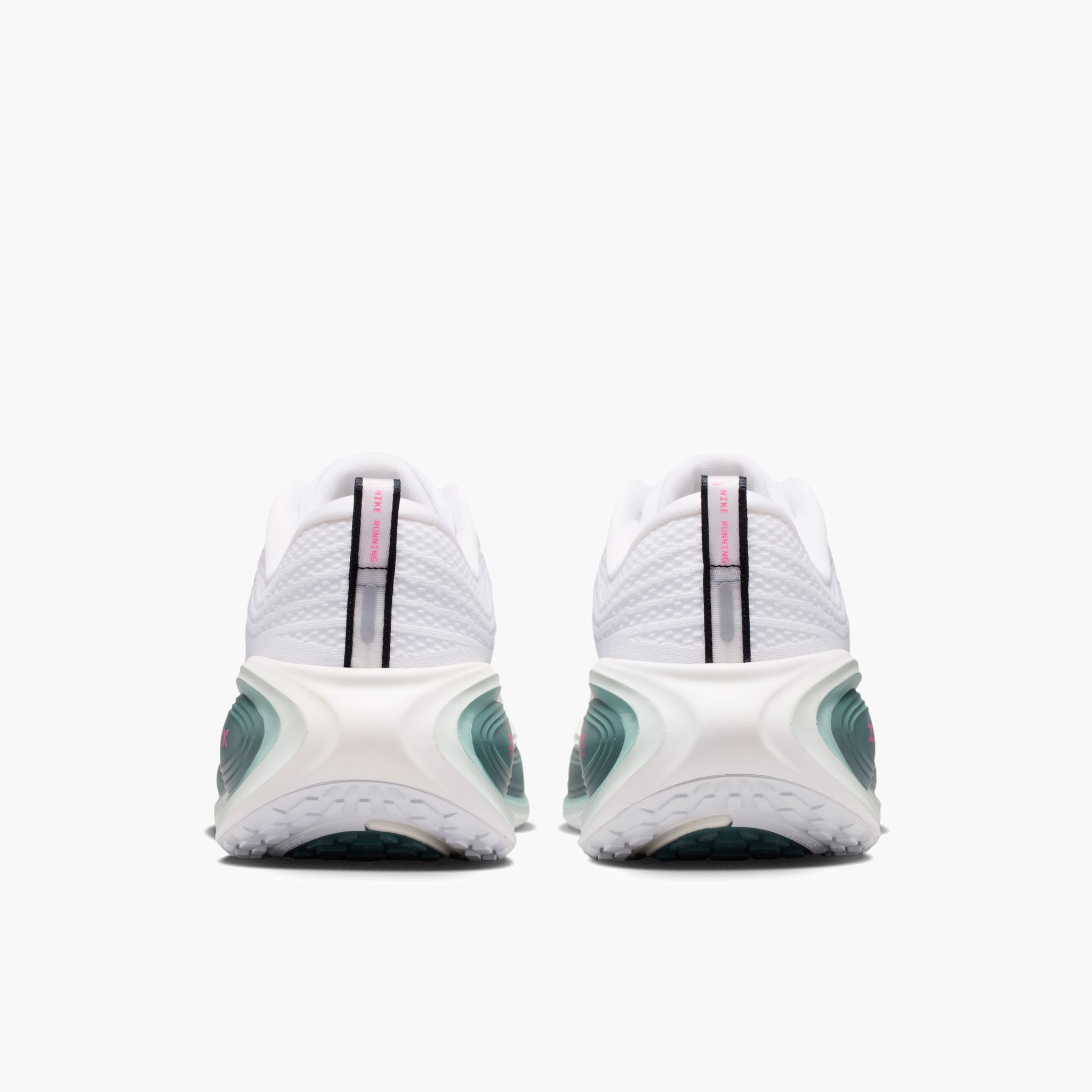 Heel angle shot of Men's Vomero Plus in White / Black-Mineral Slate-Hyper Pink