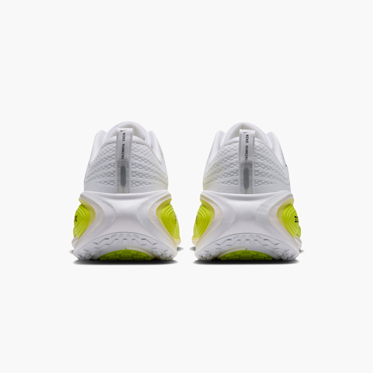 Heel angle shot of Men's Vomero Plus in White / Black-Lemon Venom-Electric Yellow