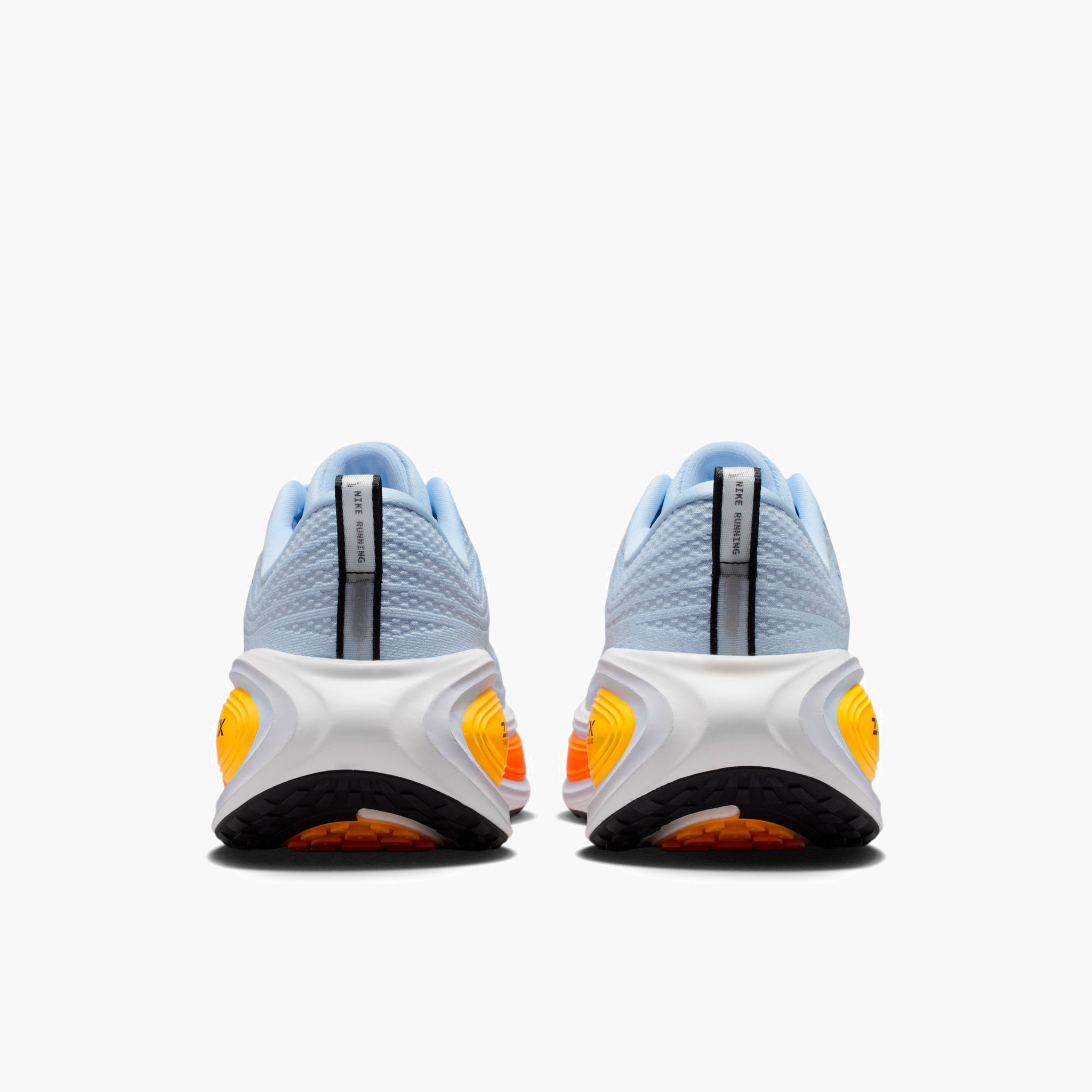 Heel angle shot of Men's Vomero Plus in Hydrogen Blue / Black-White-Total Orange
