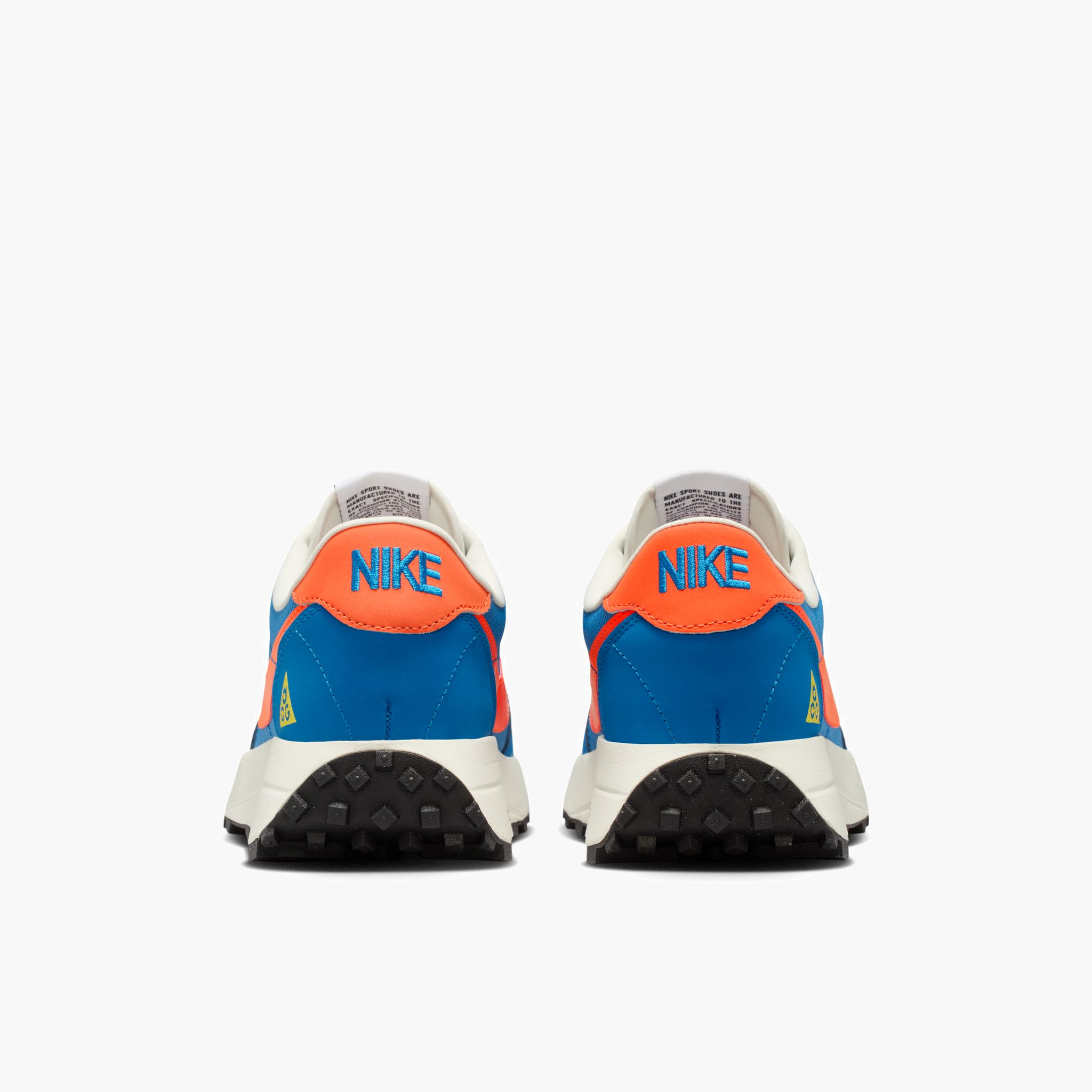 Heel angle shot of Men's ACG LDV in Brilliant Blue / Turf Orange-Sail-White