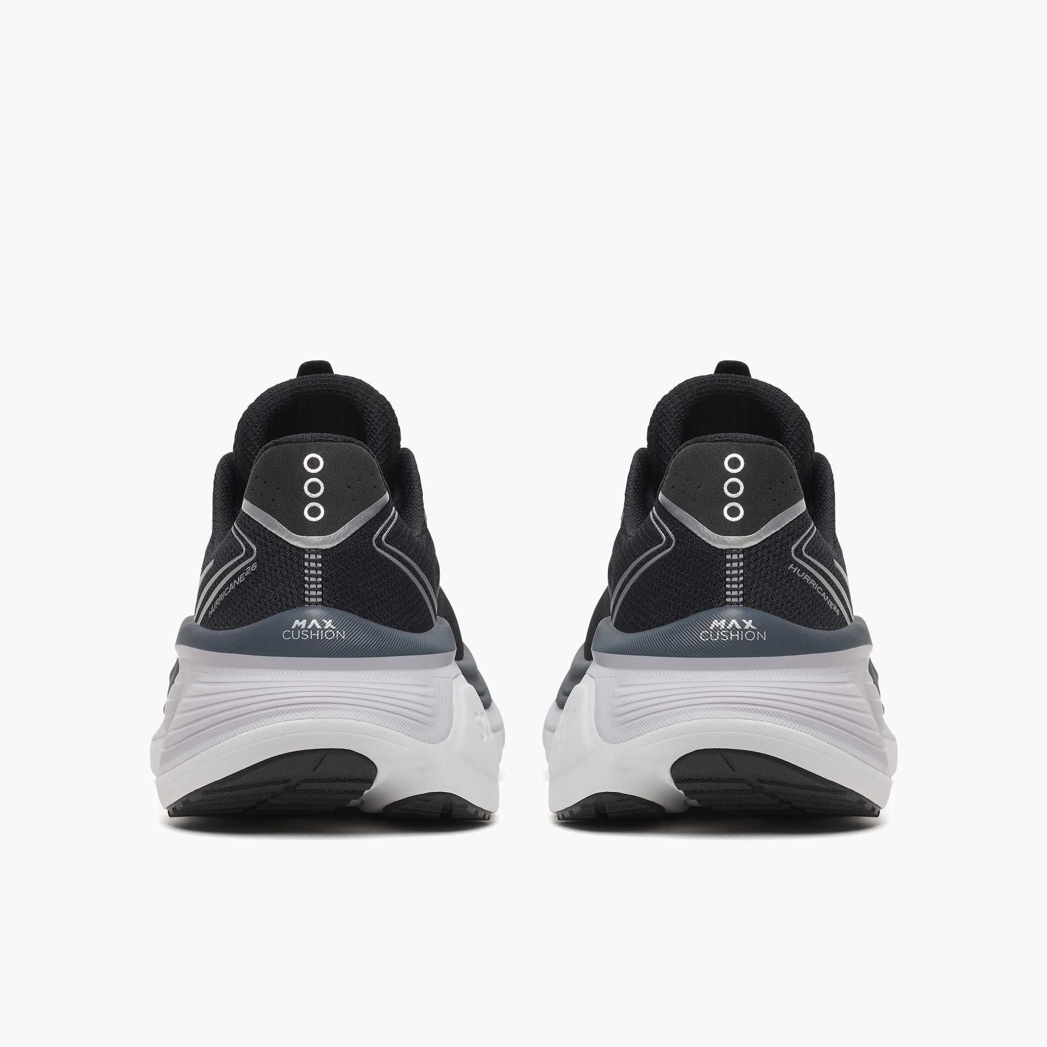 Heel angle shot of Women's Hurricane 26 in Black / Silver