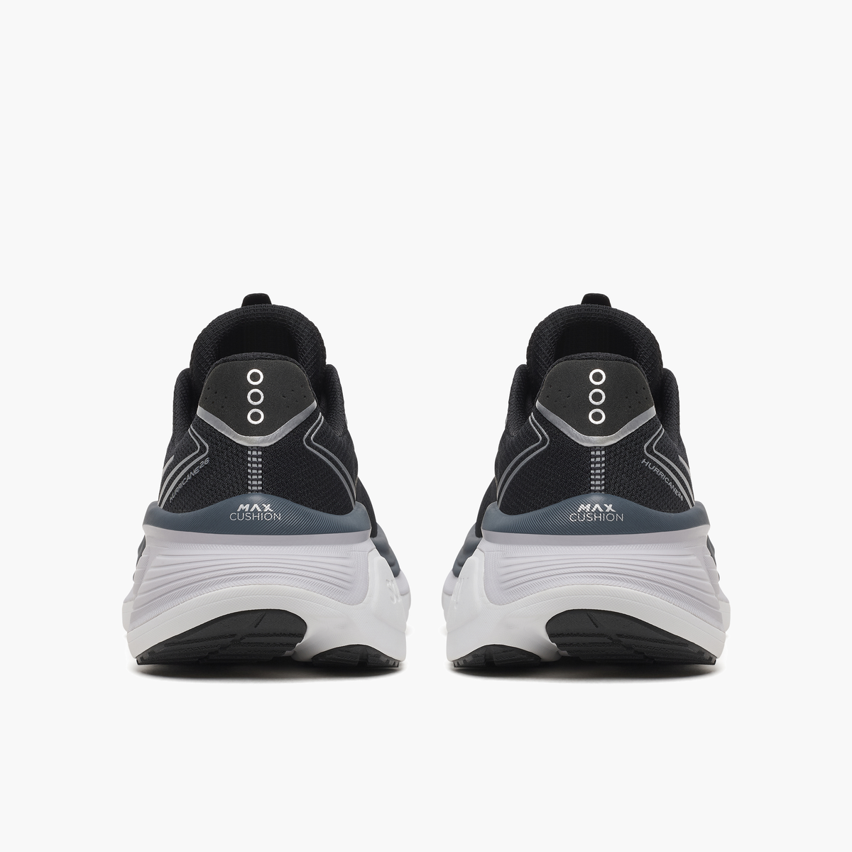 Heel angle shot of Women's Hurricane 26 in Black / Silver