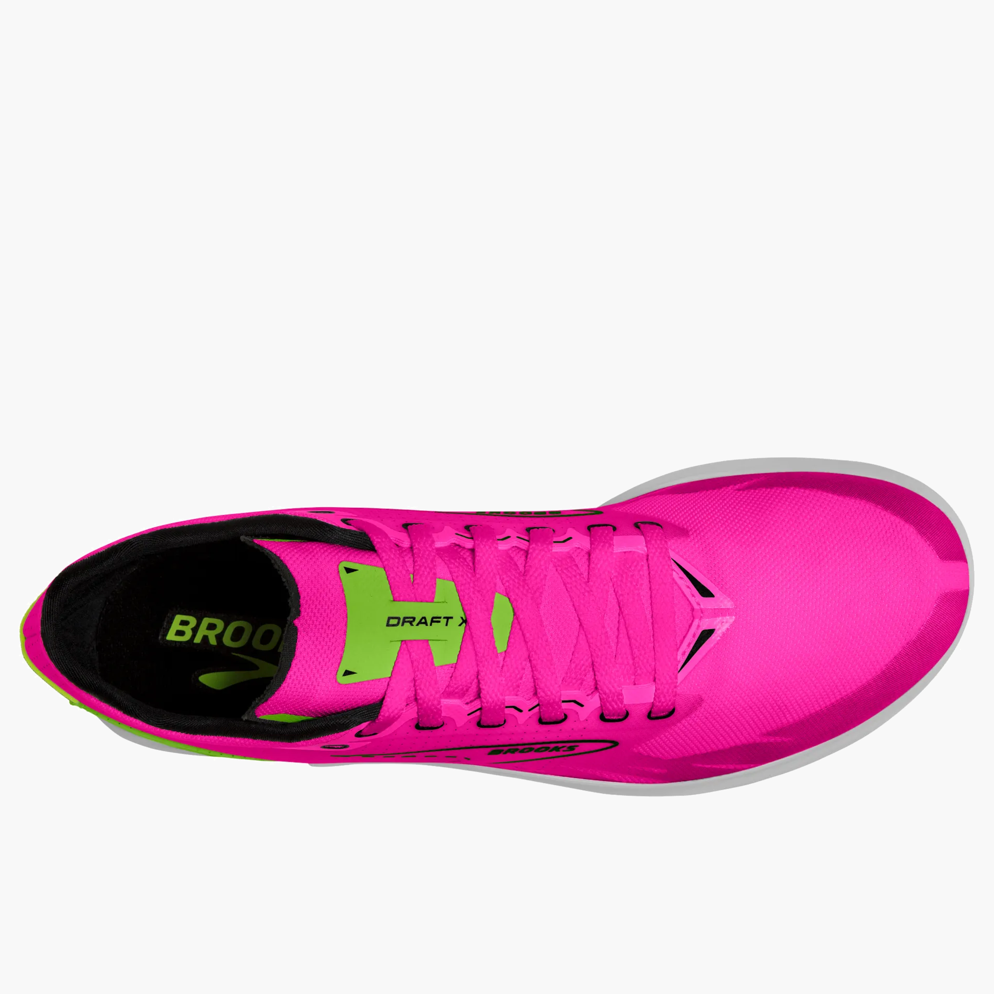 Overhead angle shot of All Gender Draft XC in Pink Glo / Green / Black