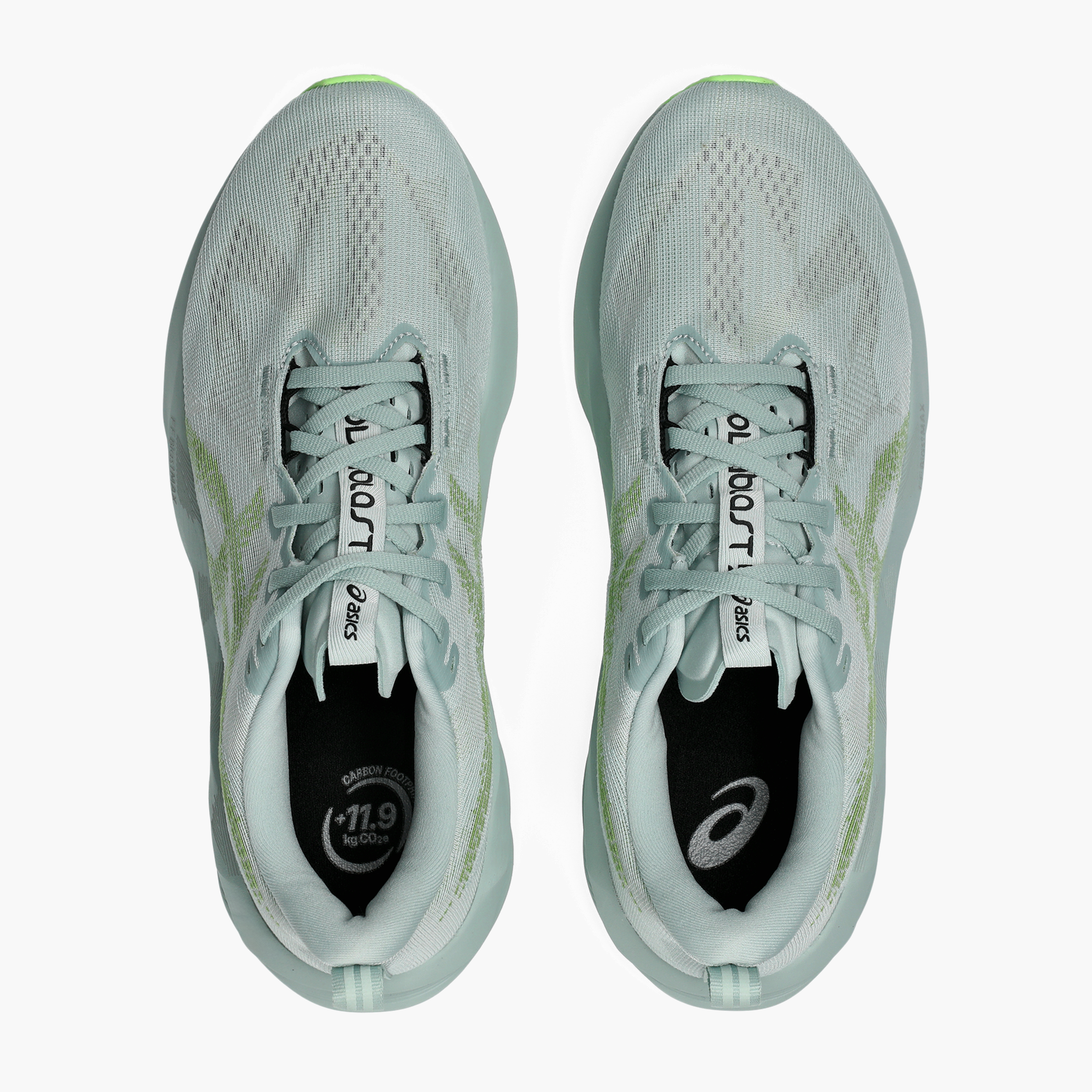 Overhead angle shot of Men's Novablast 5 in Cold Moss / Light Orange
