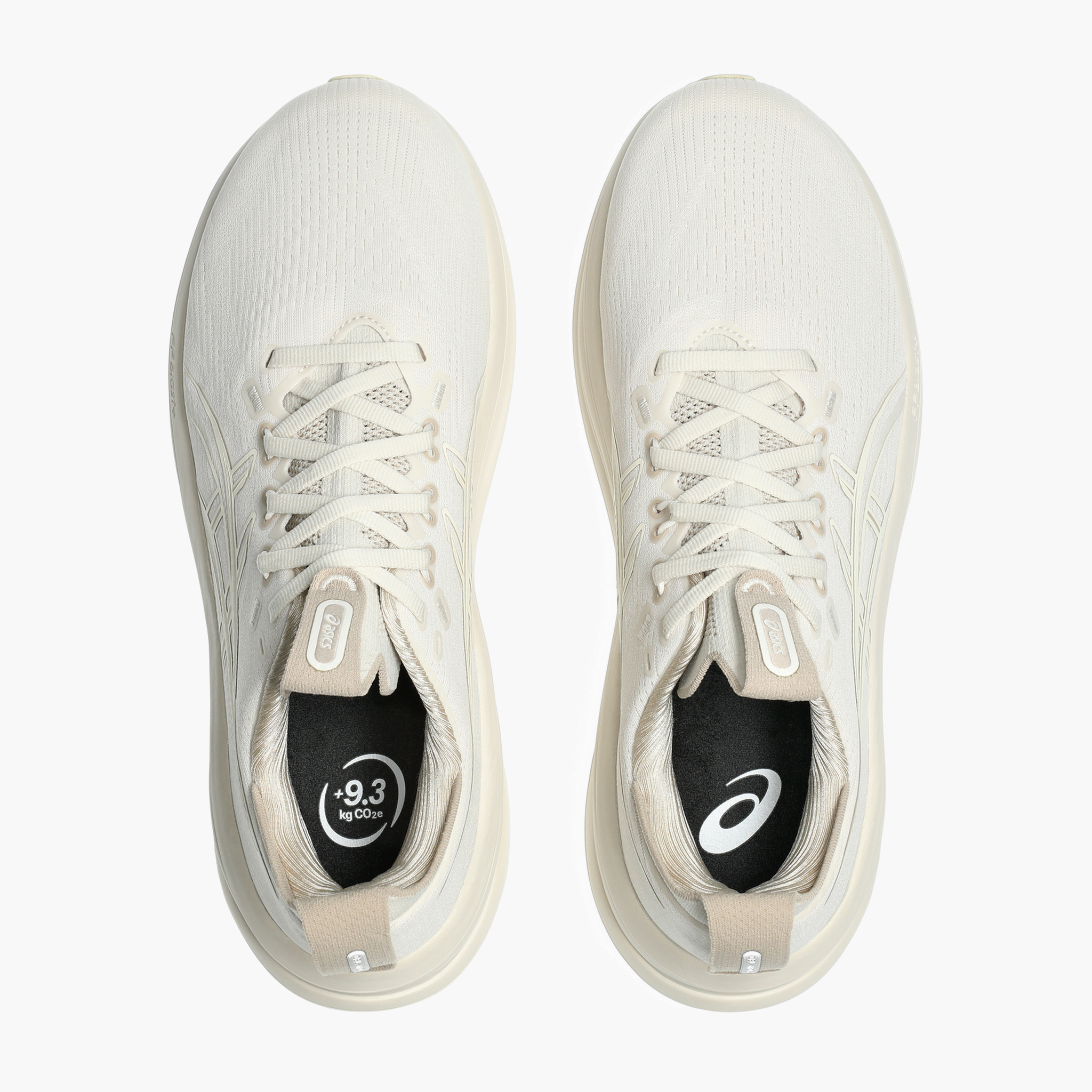 Overhead angle shot of Men's Gel-Nimbus 28 in Soft Oat / Cream
