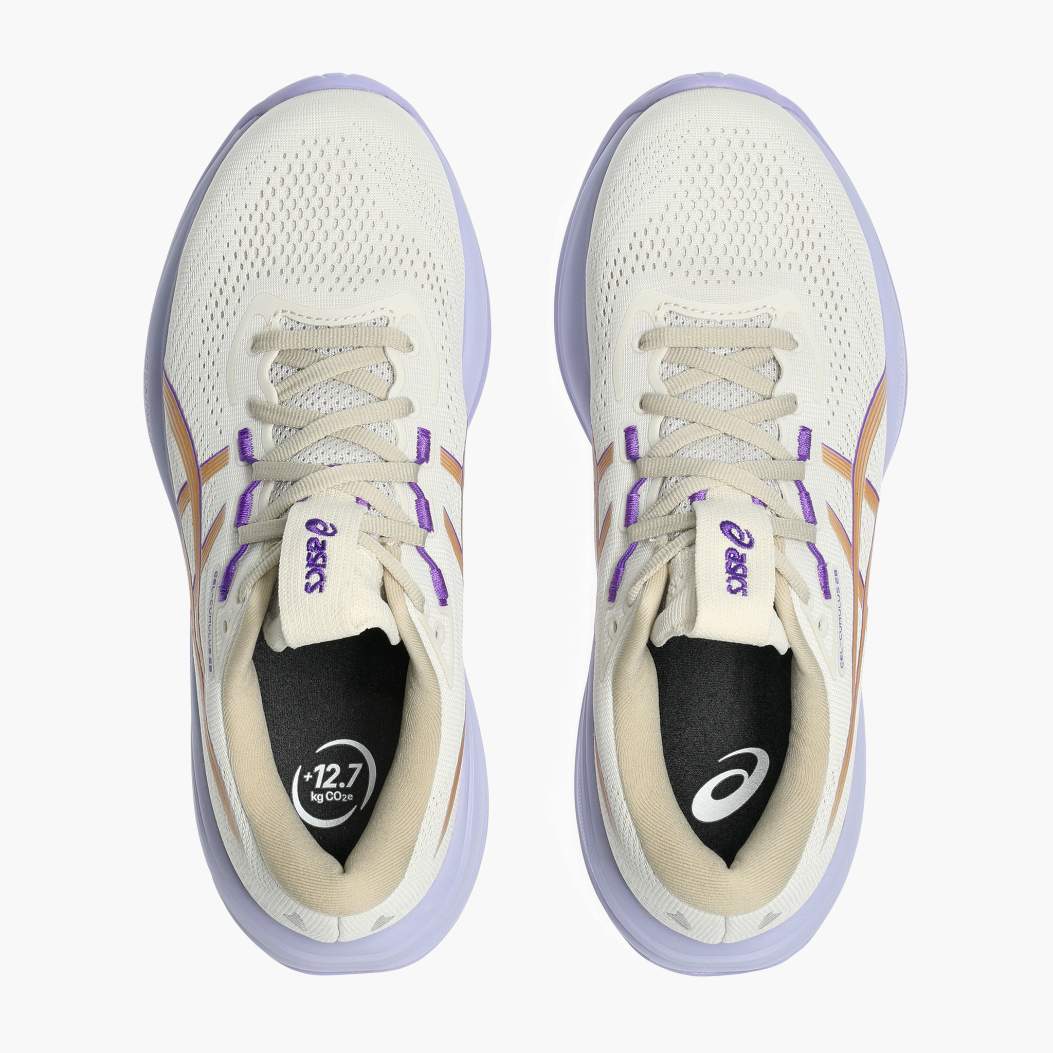 Overhead angle shot of Women's Gel-Cumulus 28 in Oatmeal / Fresh Air